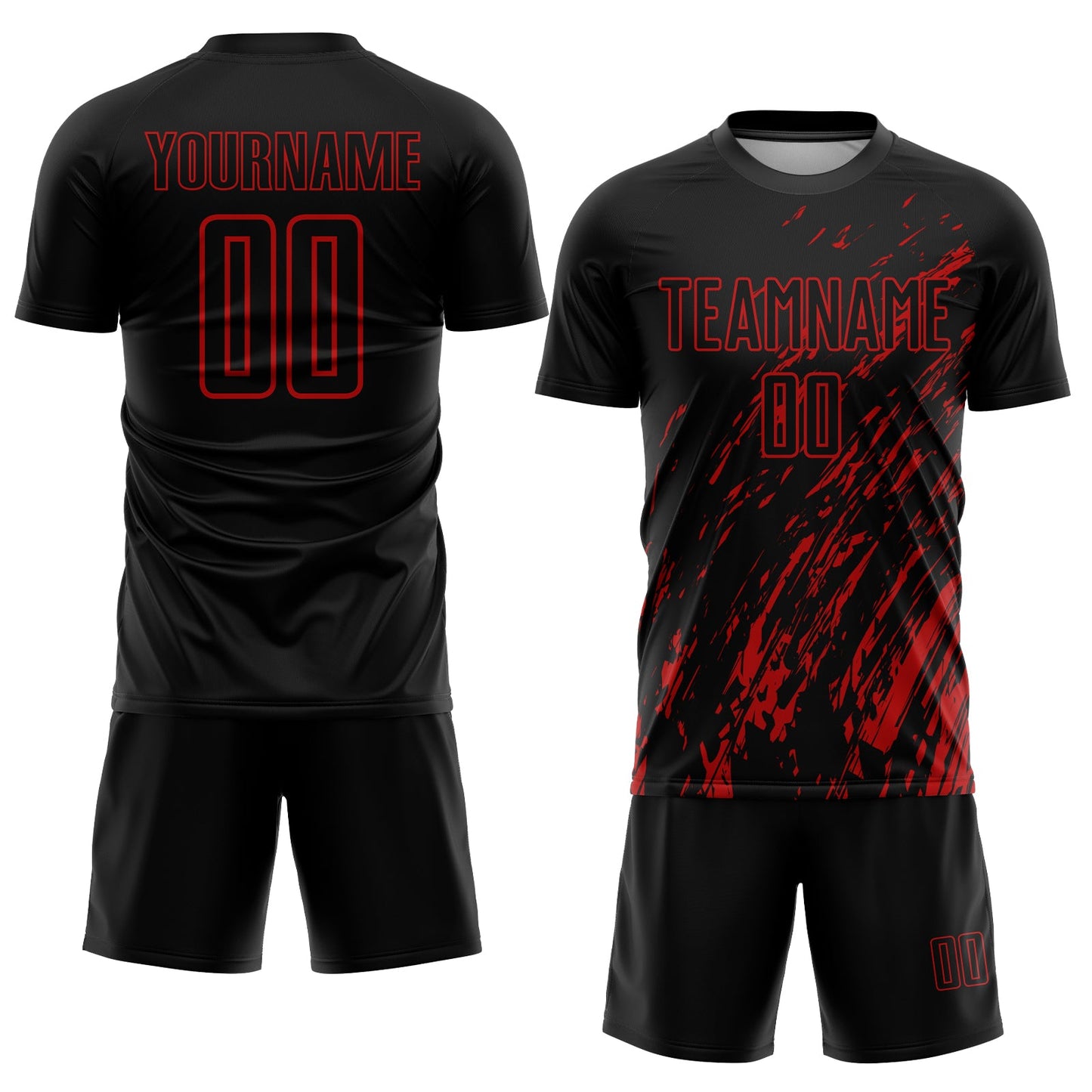Custom Black Red Sublimation Soccer Uniform Jersey view 2