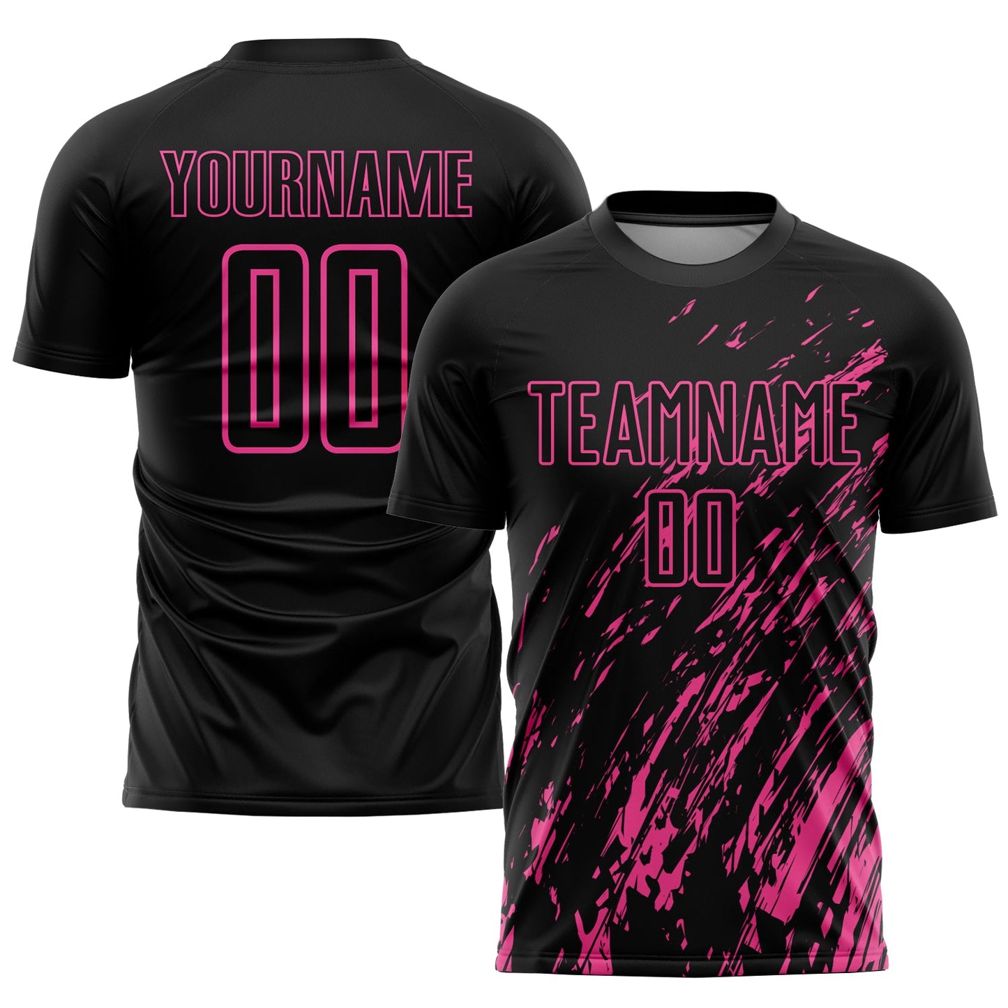 Custom Black Pink Sublimation Soccer Uniform Jersey - Main View