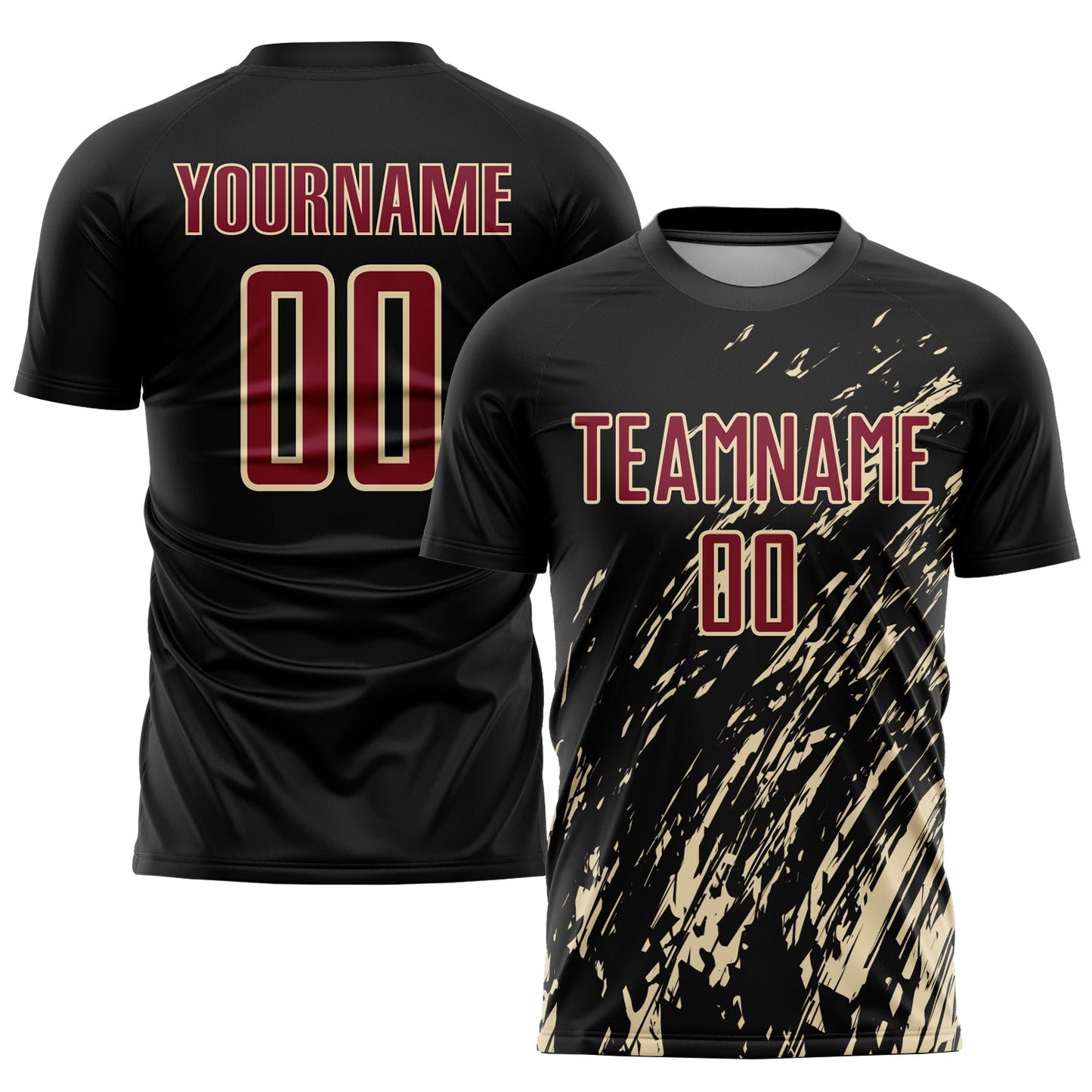 Custom Black Crimson-City Cream Sublimation Soccer Uniform Jersey - Main View