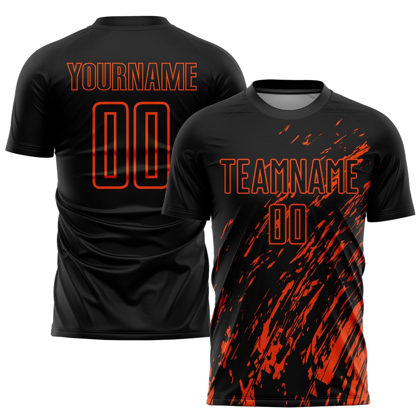 Custom Black Orange Sublimation Soccer Uniform Jersey - Main View
