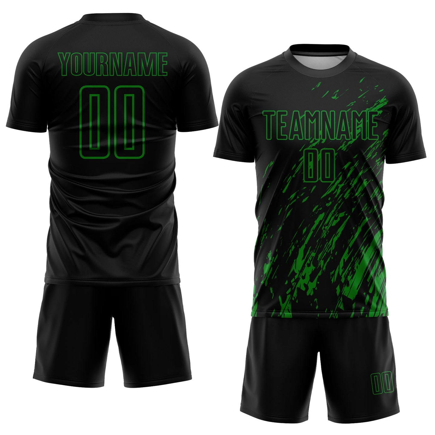 Custom Black Grass Green Sublimation Soccer Uniform Jersey view 2