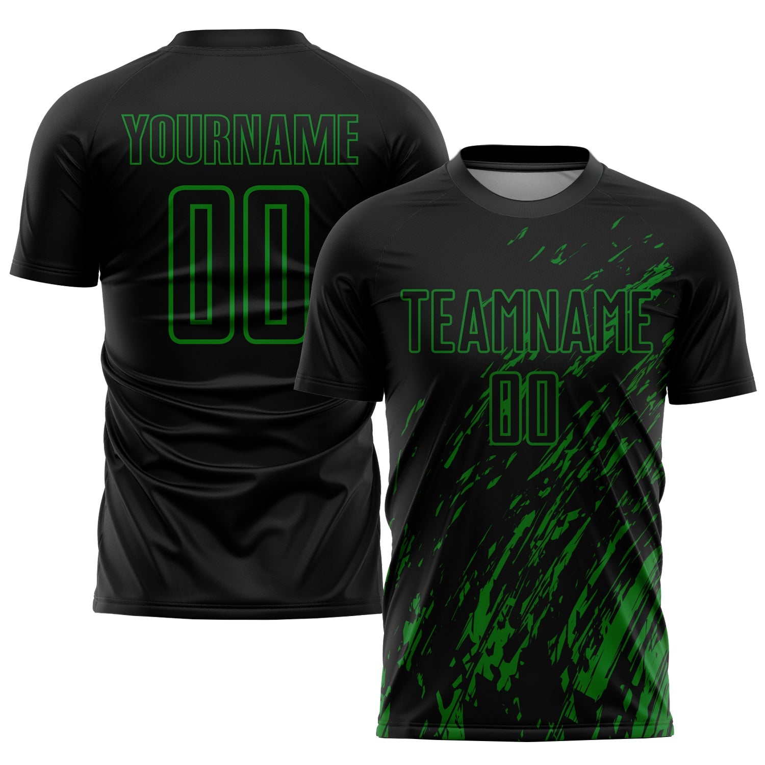Custom Black Grass Green Sublimation Soccer Uniform Jersey - Main View