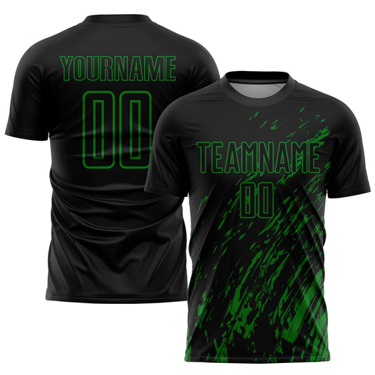 Custom Black Grass Green Sublimation Soccer Uniform Jersey - Main View