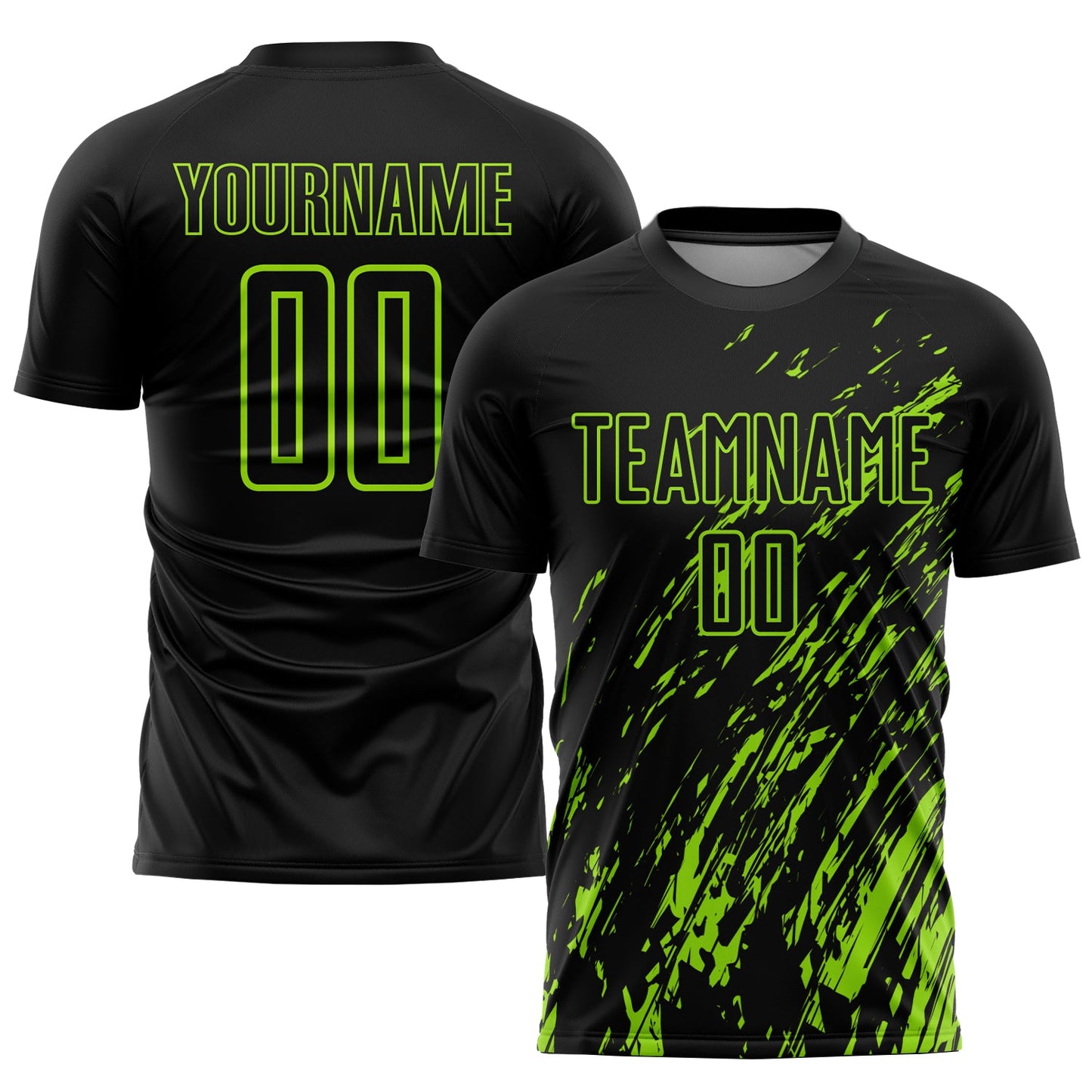 Custom Black Neon Green Sublimation Soccer Uniform Jersey - Main View