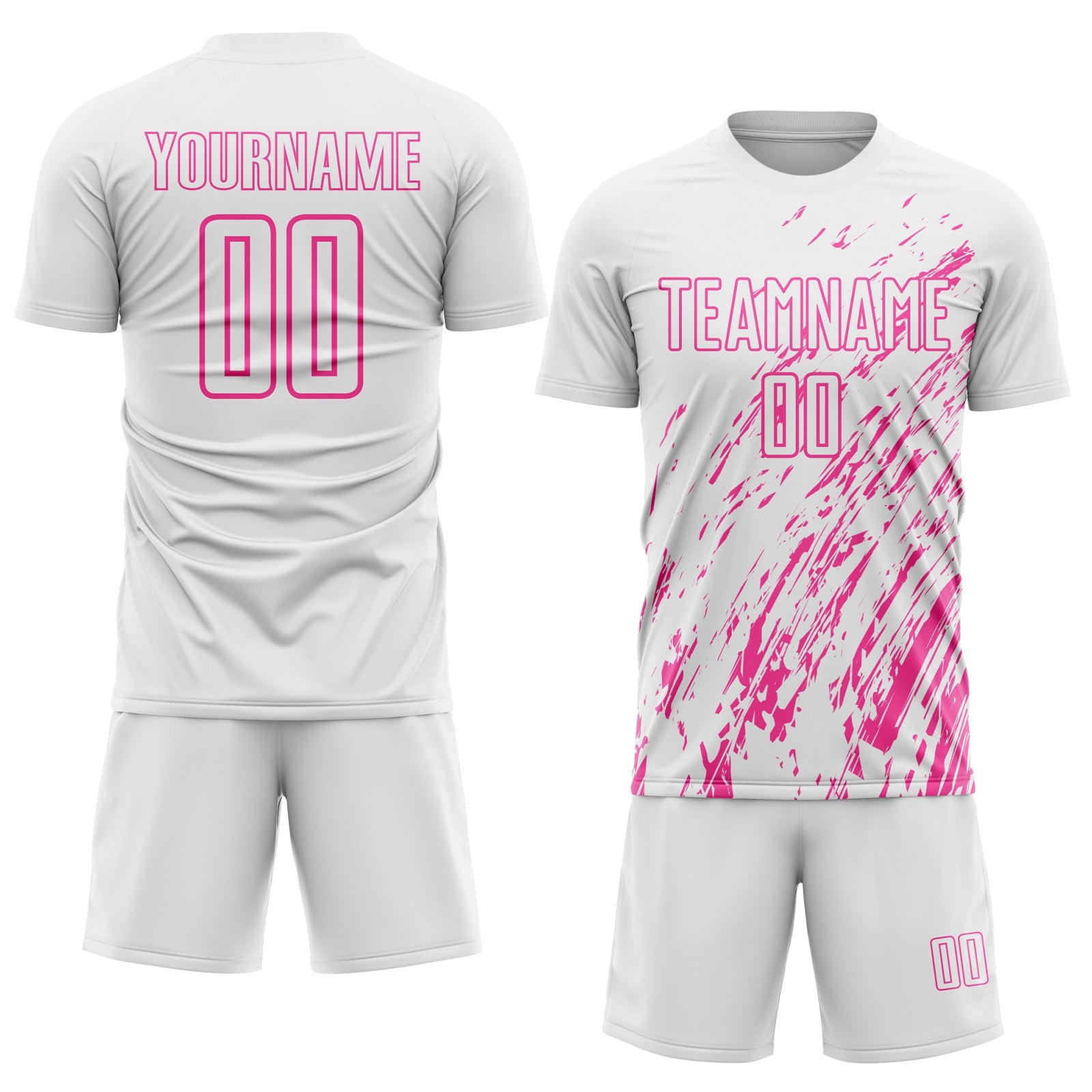 Custom White Pink Sublimation Soccer Uniform Jersey view 2