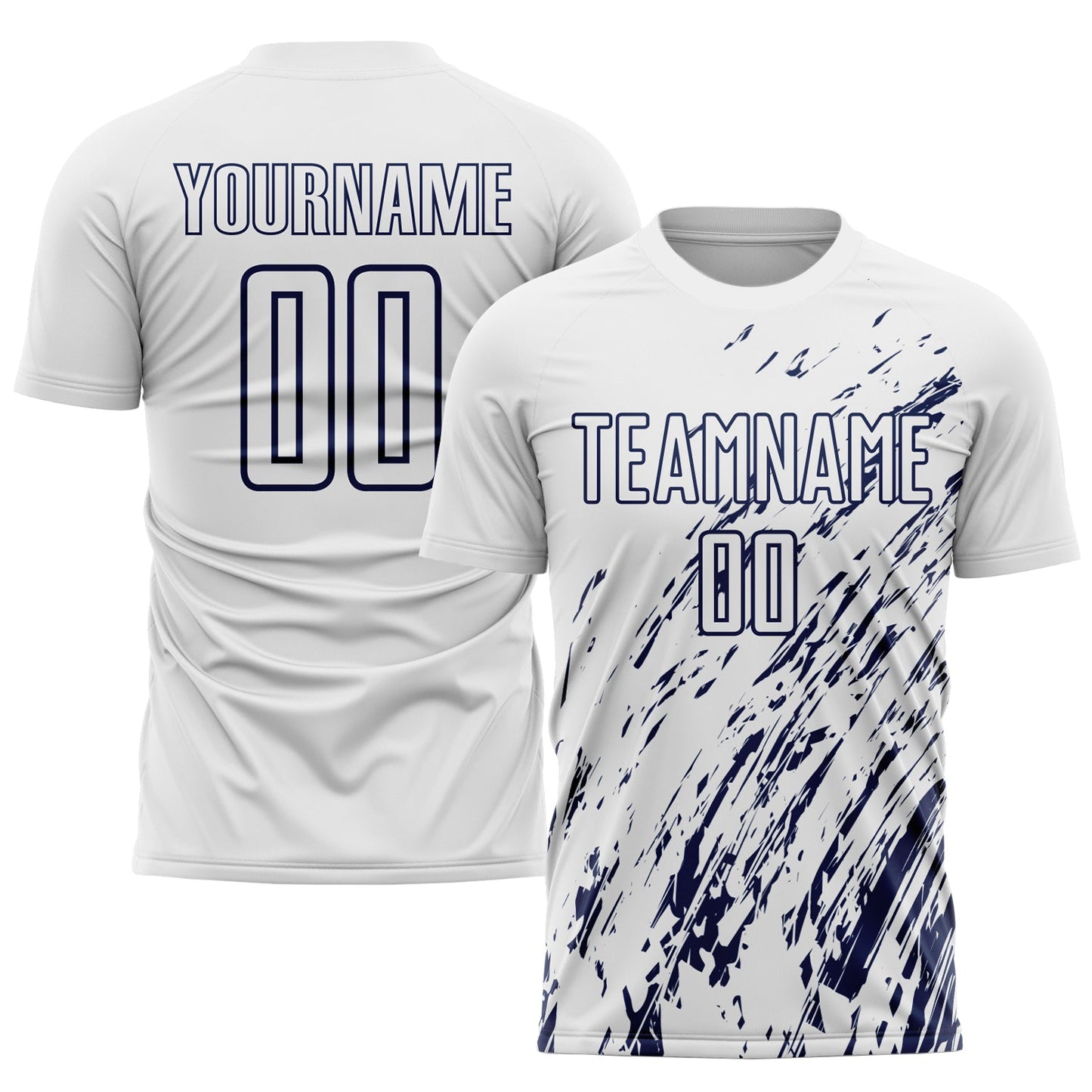 Custom White Navy Sublimation Soccer Uniform Jersey - Main View
