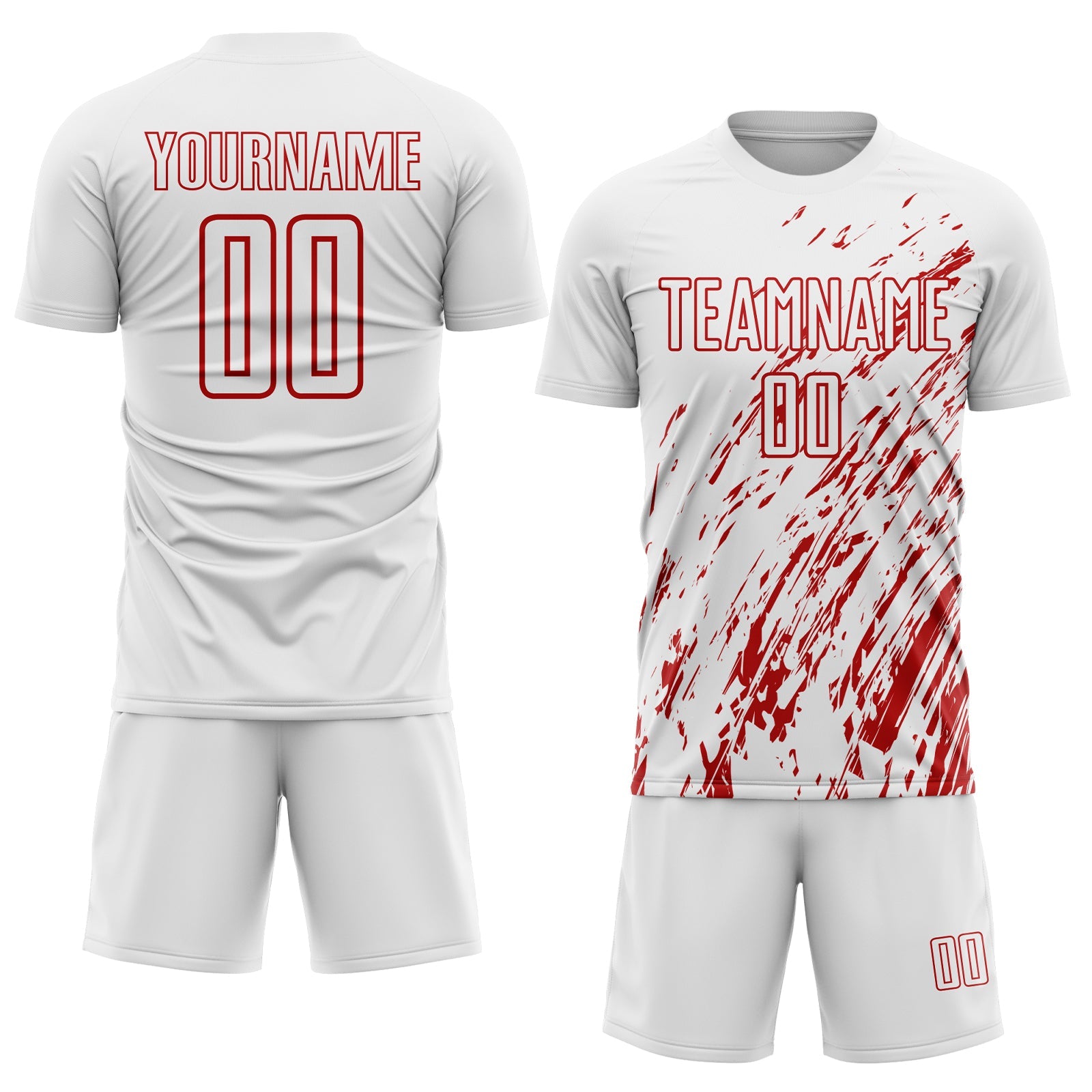 Custom White Red Sublimation Soccer Uniform Jersey view 2