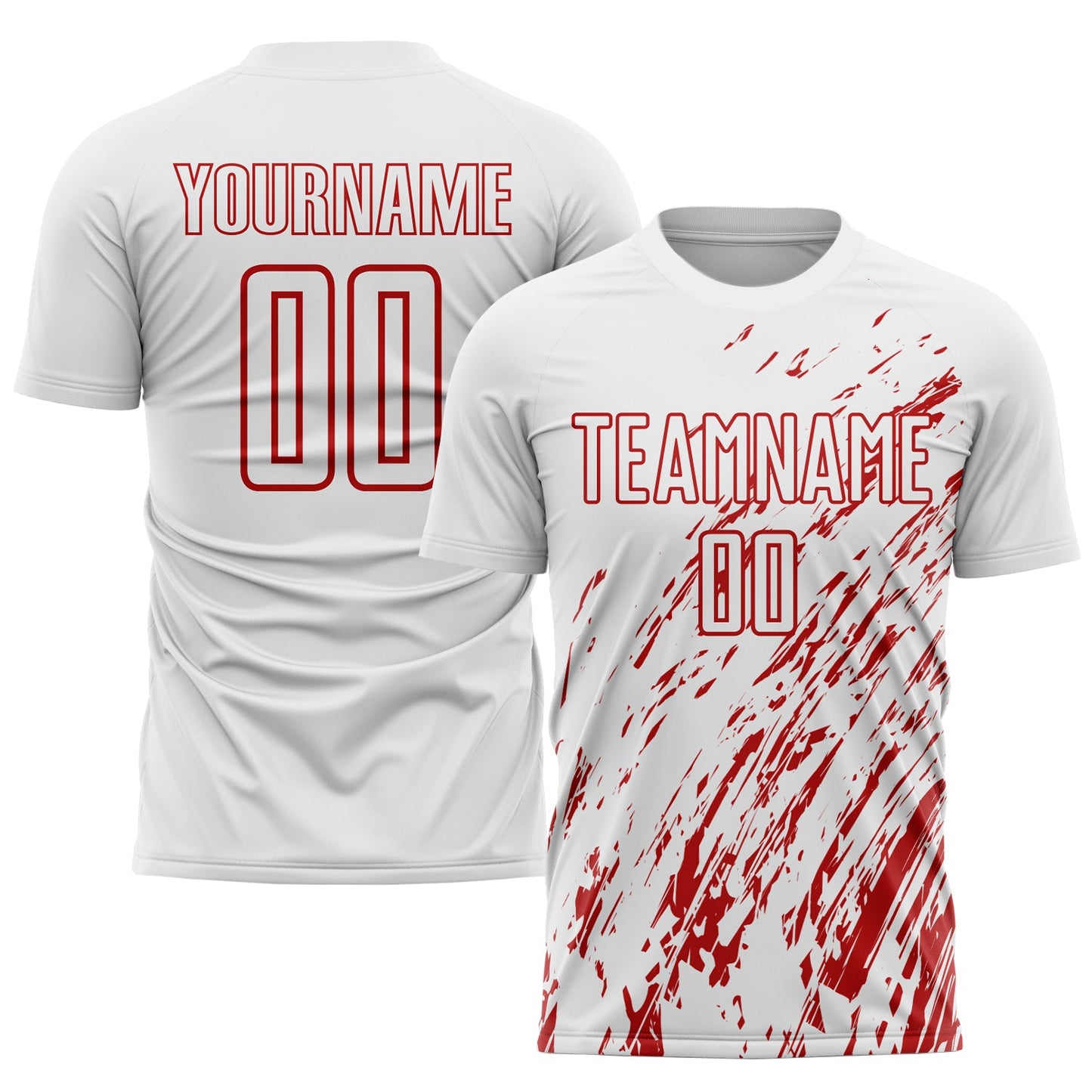 Custom White Red Sublimation Soccer Uniform Jersey - Main View