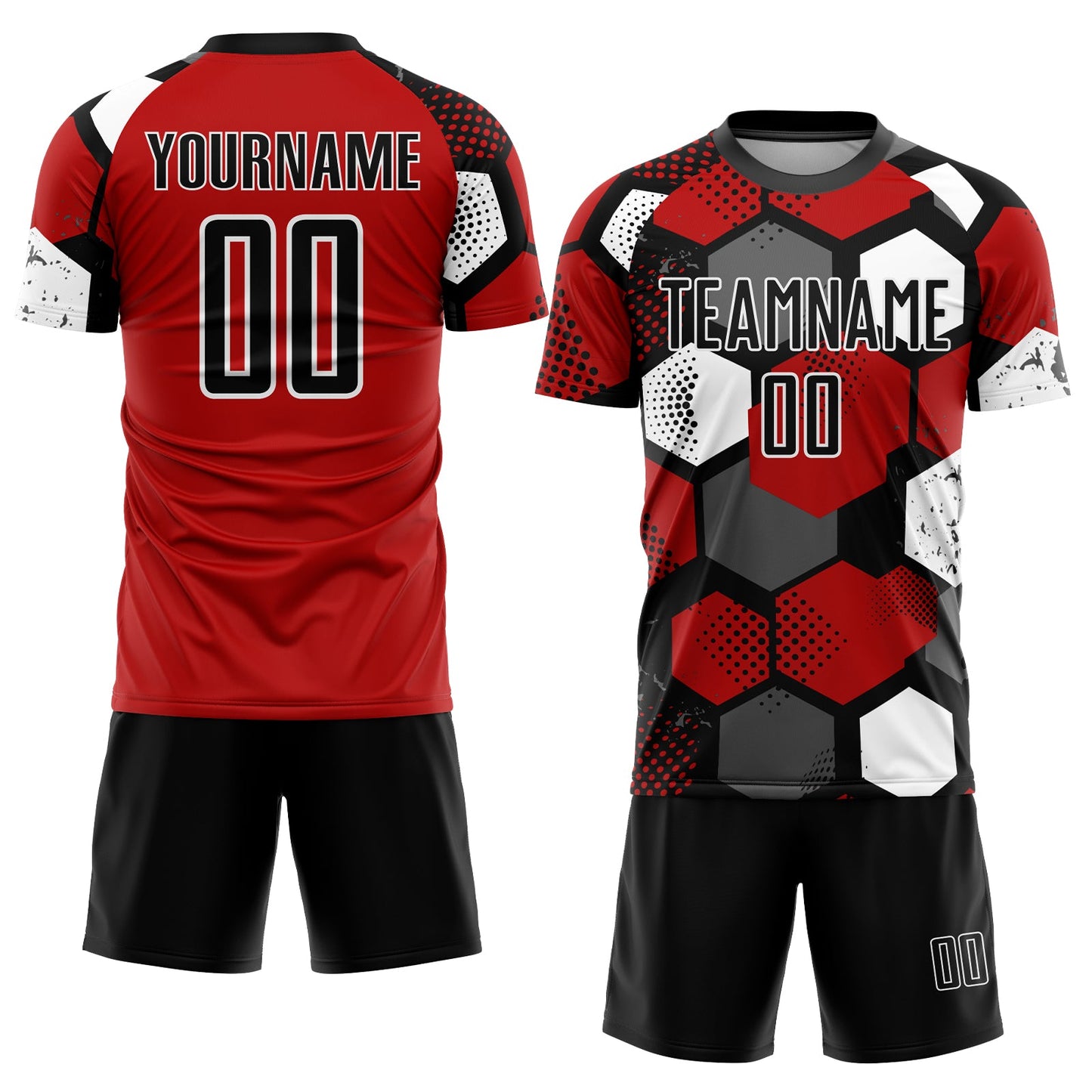 Custom Red Black-White Sublimation Soccer Uniform Jersey view 2