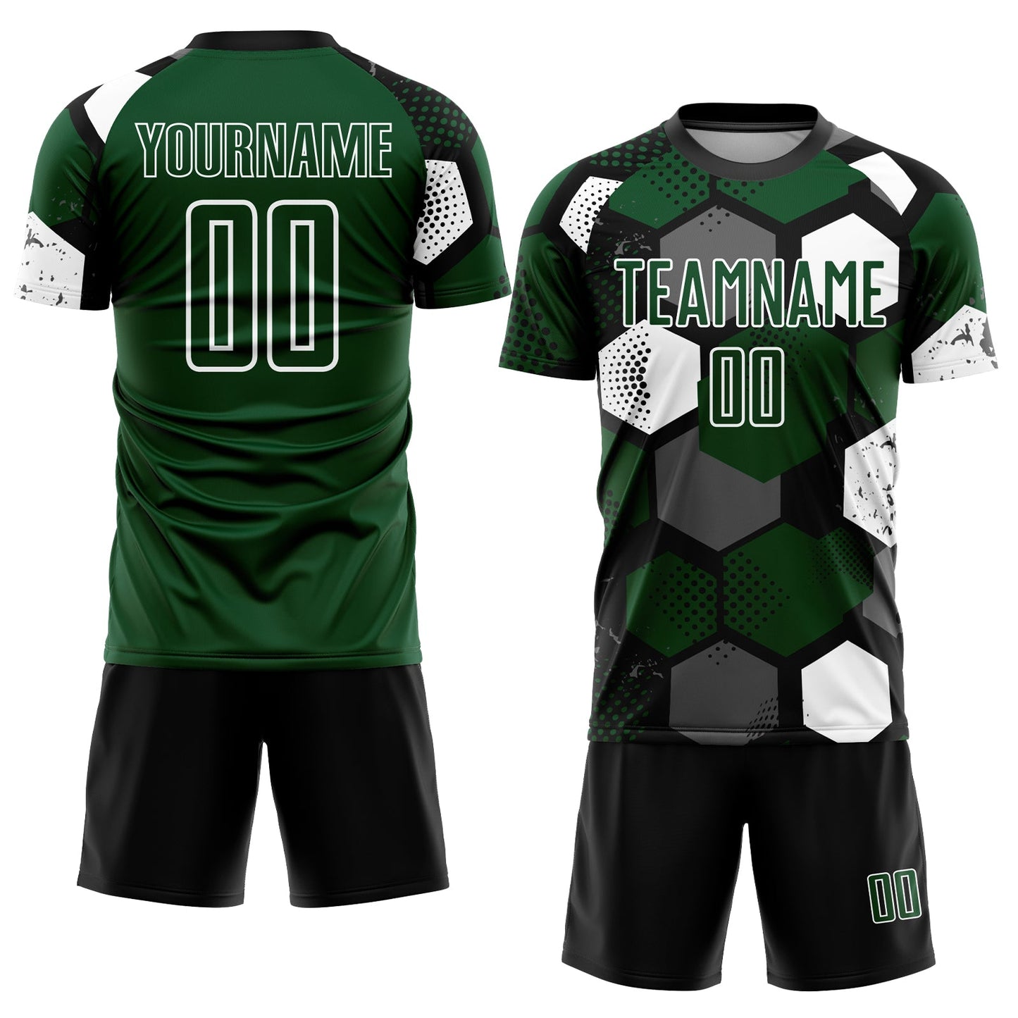 Custom Green Black-White Sublimation Soccer Uniform Jersey view 2