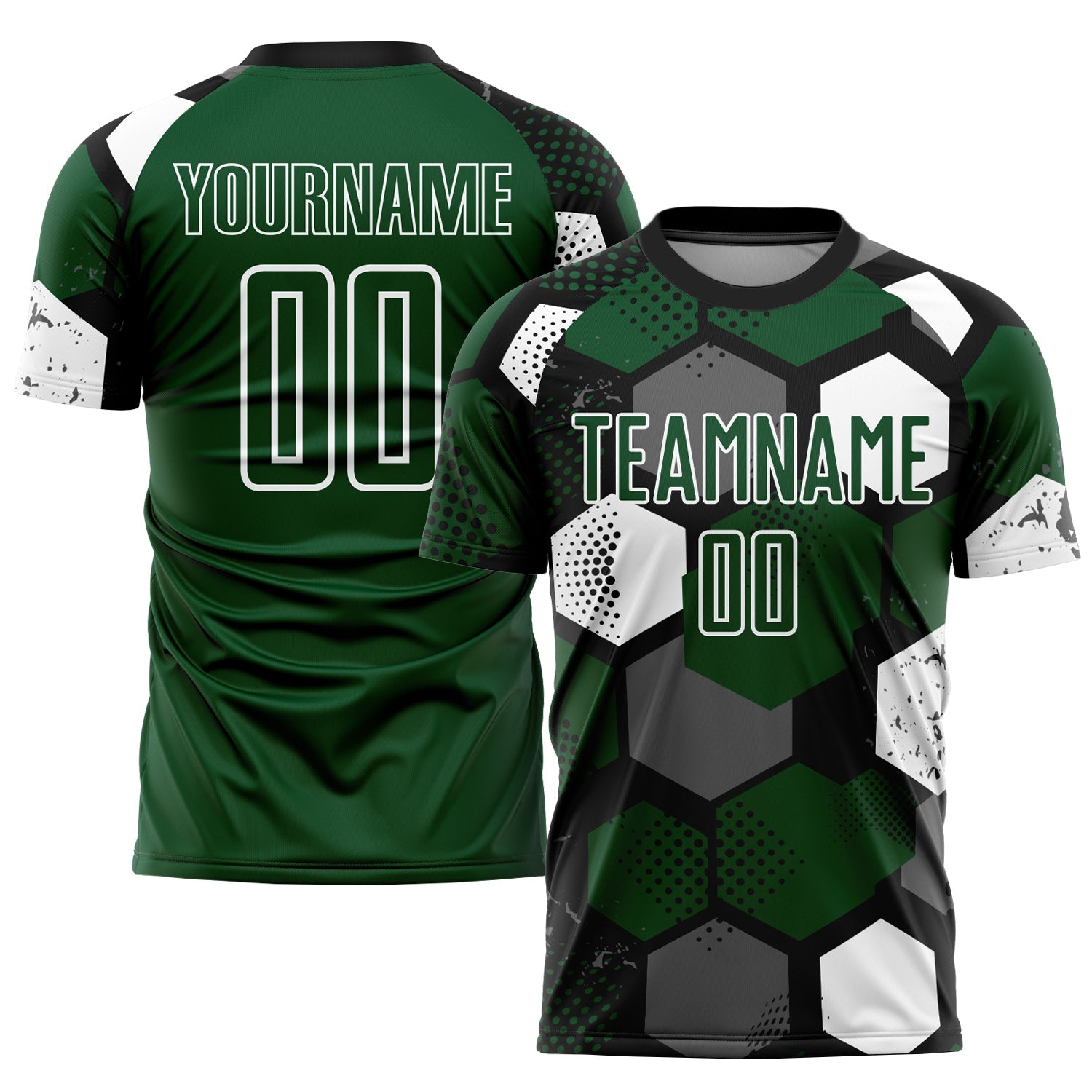Custom Green Black-White Sublimation Soccer Uniform Jersey - Main View