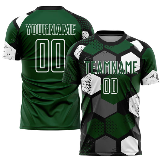 Custom Green Black-White Sublimation Soccer Uniform Jersey - Main View