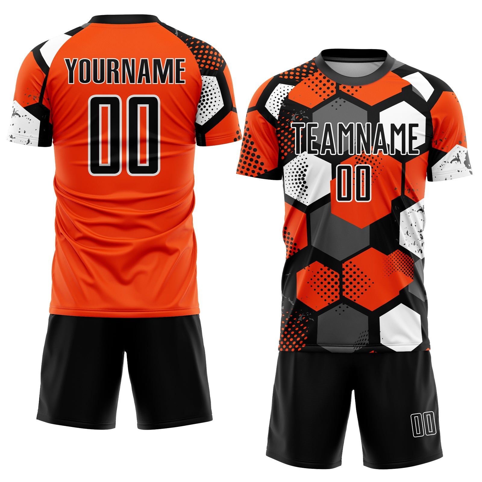 Custom Orange Black-White Sublimation Soccer Uniform Jersey view 2