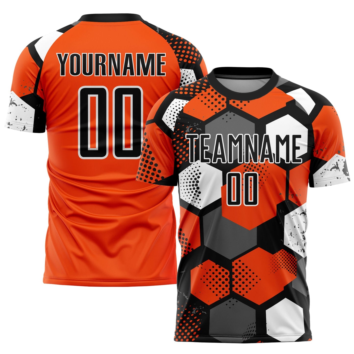 Custom Orange Black-White Sublimation Soccer Uniform Jersey - Main View
