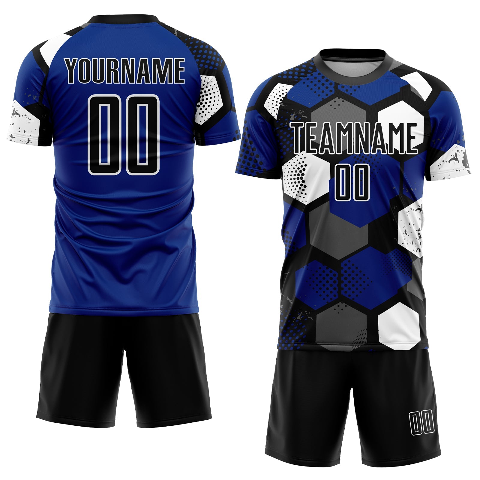 Custom Royal Black-White Sublimation Soccer Uniform Jersey view 2