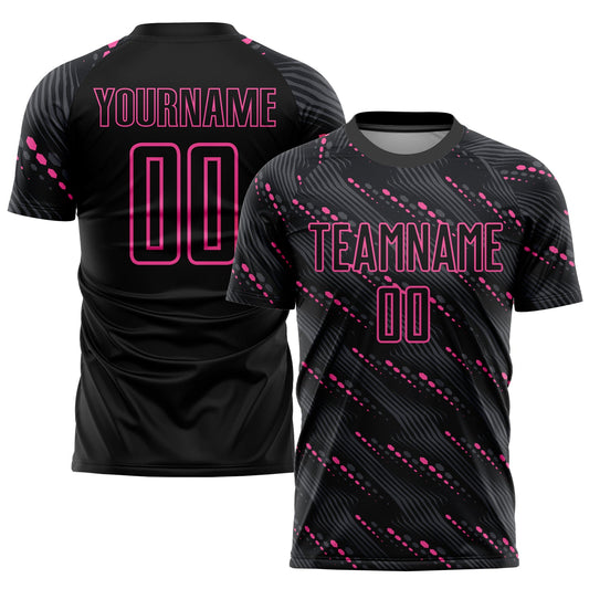Custom Black Pink Sublimation Soccer Uniform Jersey - Main View