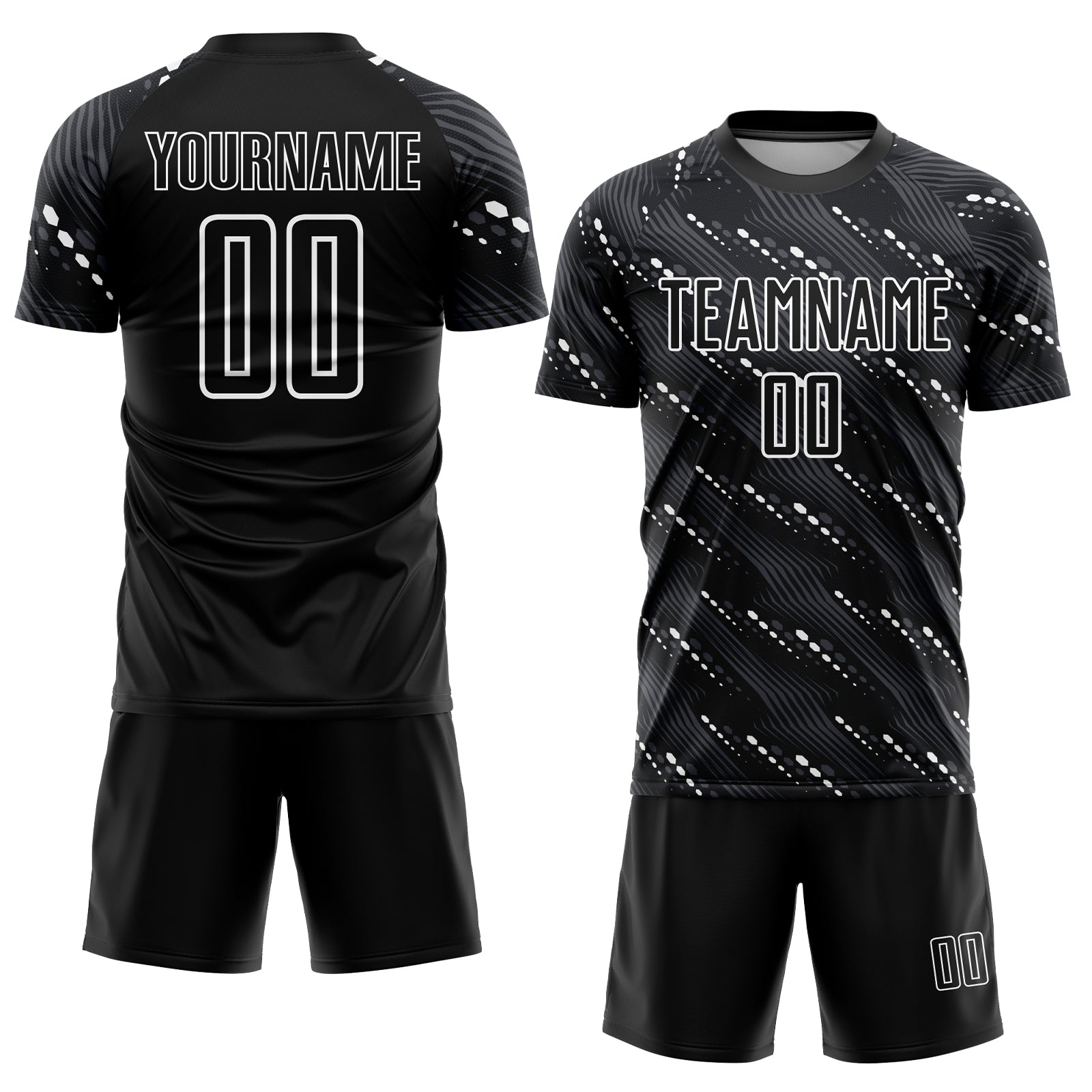 Custom Black White Sublimation Soccer Uniform Jersey view 2