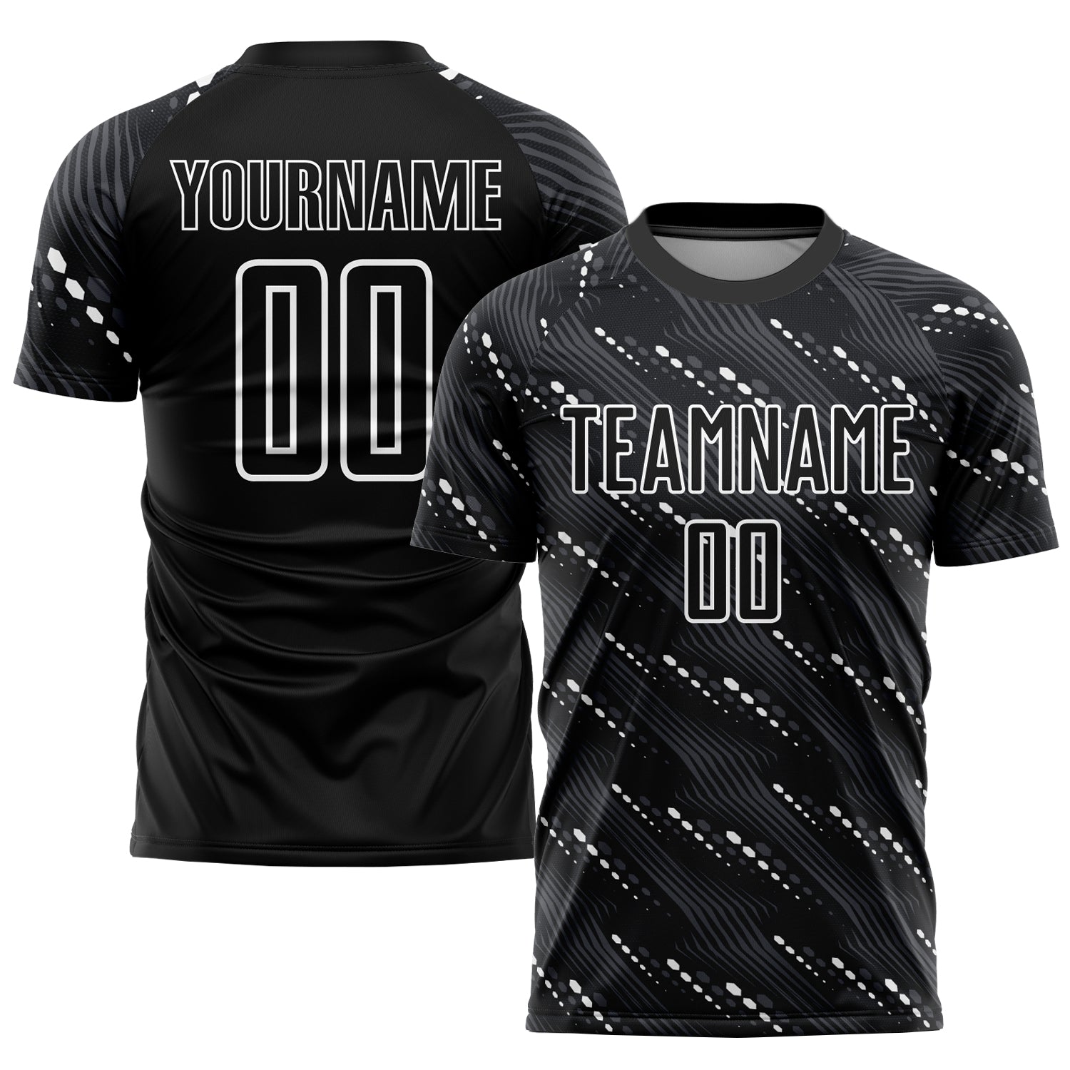 Custom Black White Sublimation Soccer Uniform Jersey - Main View
