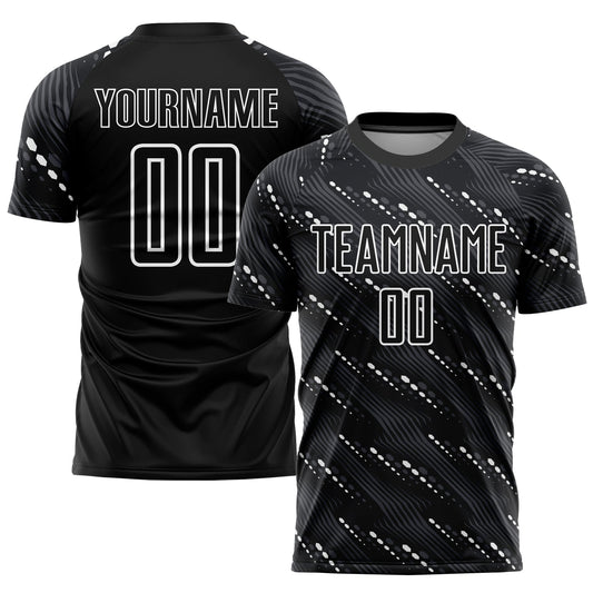 Custom Black White Sublimation Soccer Uniform Jersey - Main View