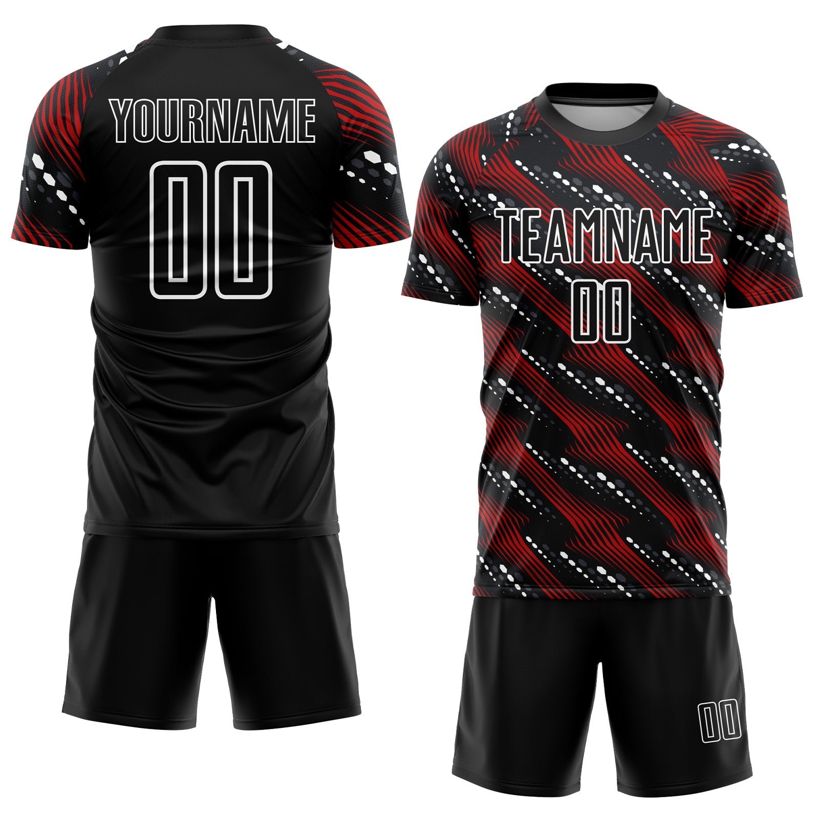 Custom Black Red-White Sublimation Soccer Uniform Jersey view 2