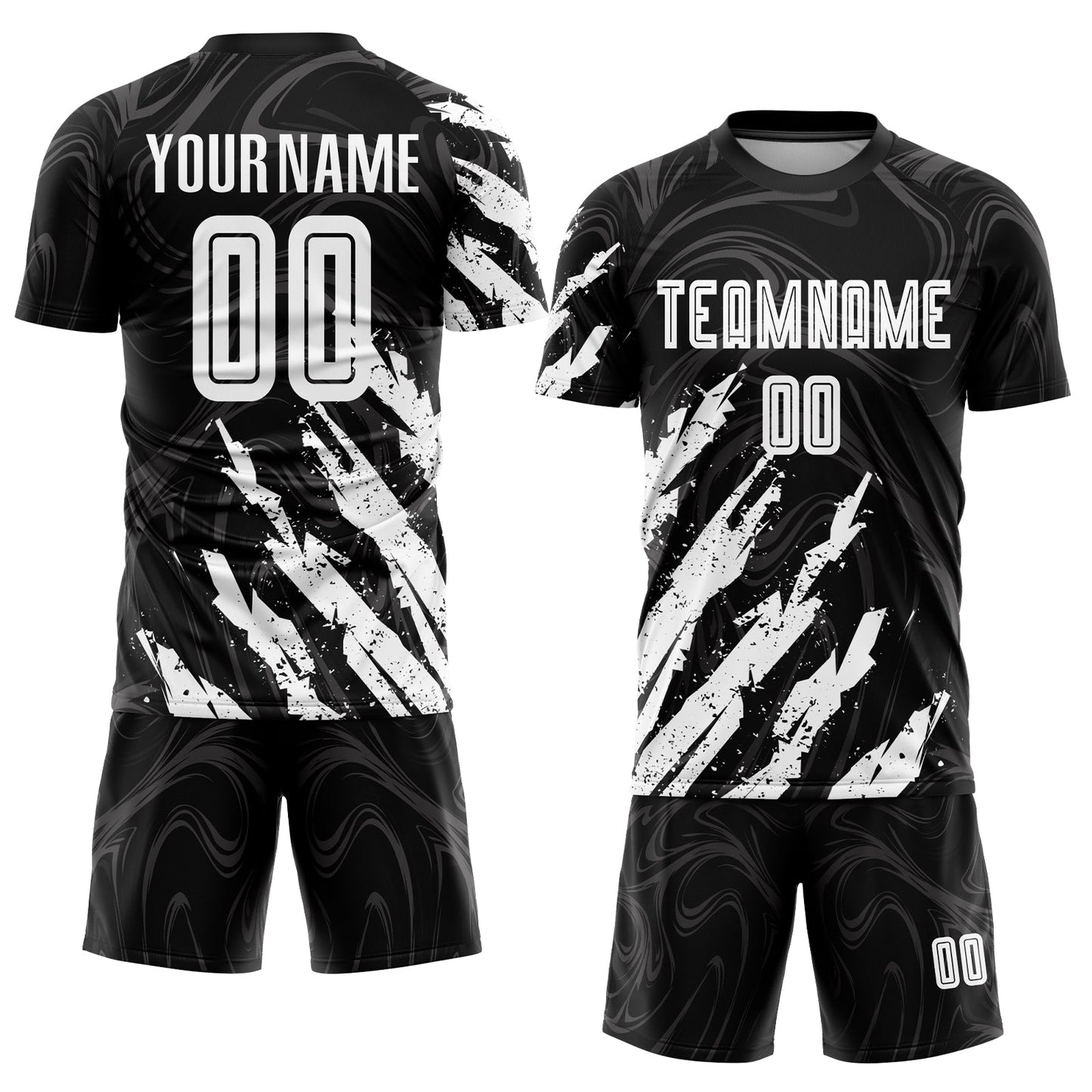 Custom Black White Sublimation Soccer Uniform Jersey view 2