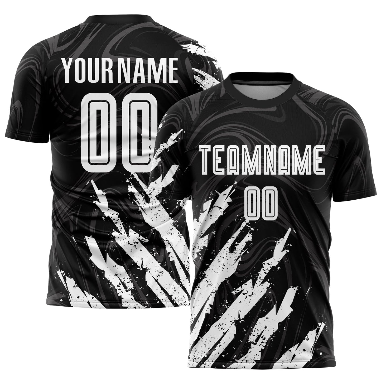 Custom Black White Sublimation Soccer Uniform Jersey - Main View