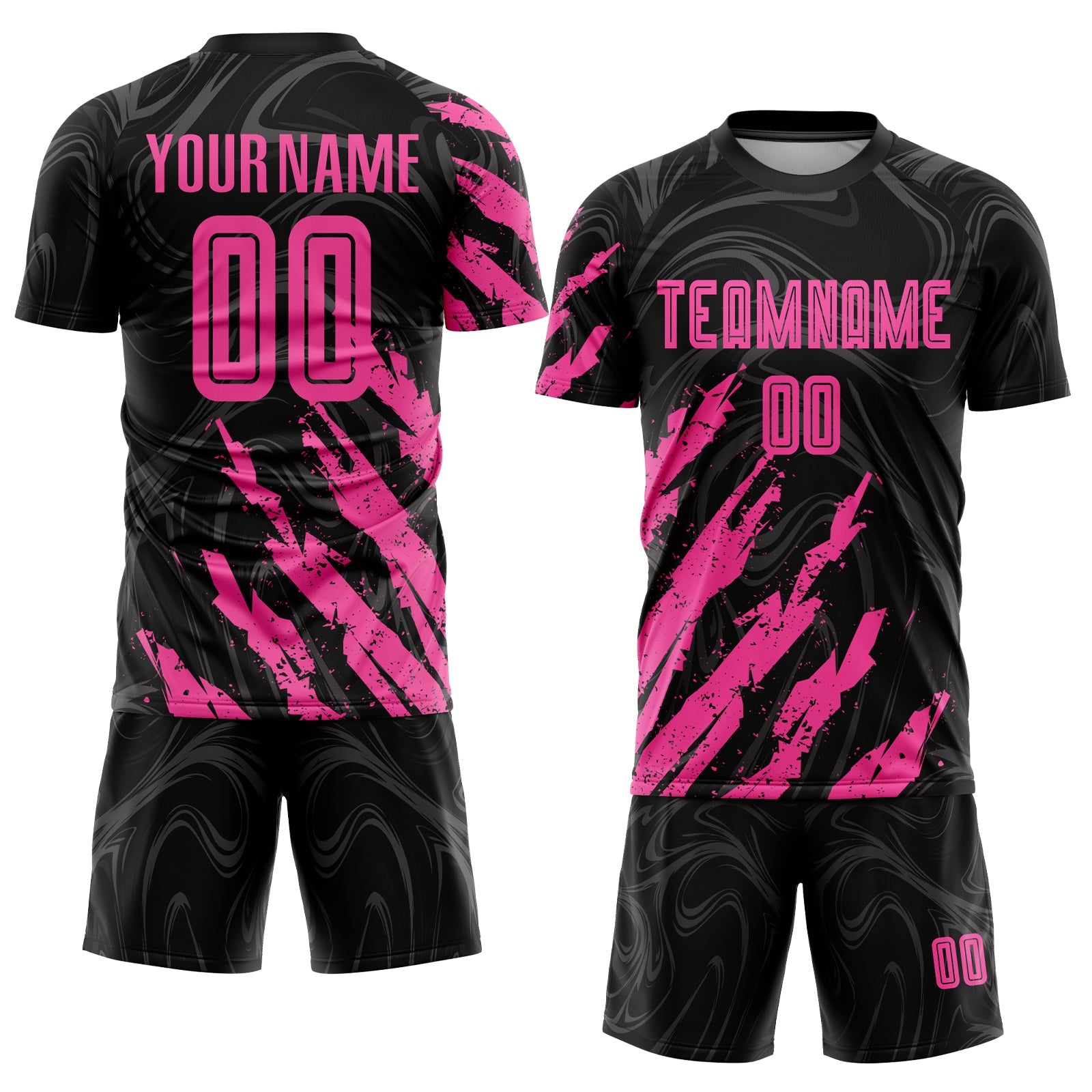 Custom Black Pink Sublimation Soccer Uniform Jersey view 2