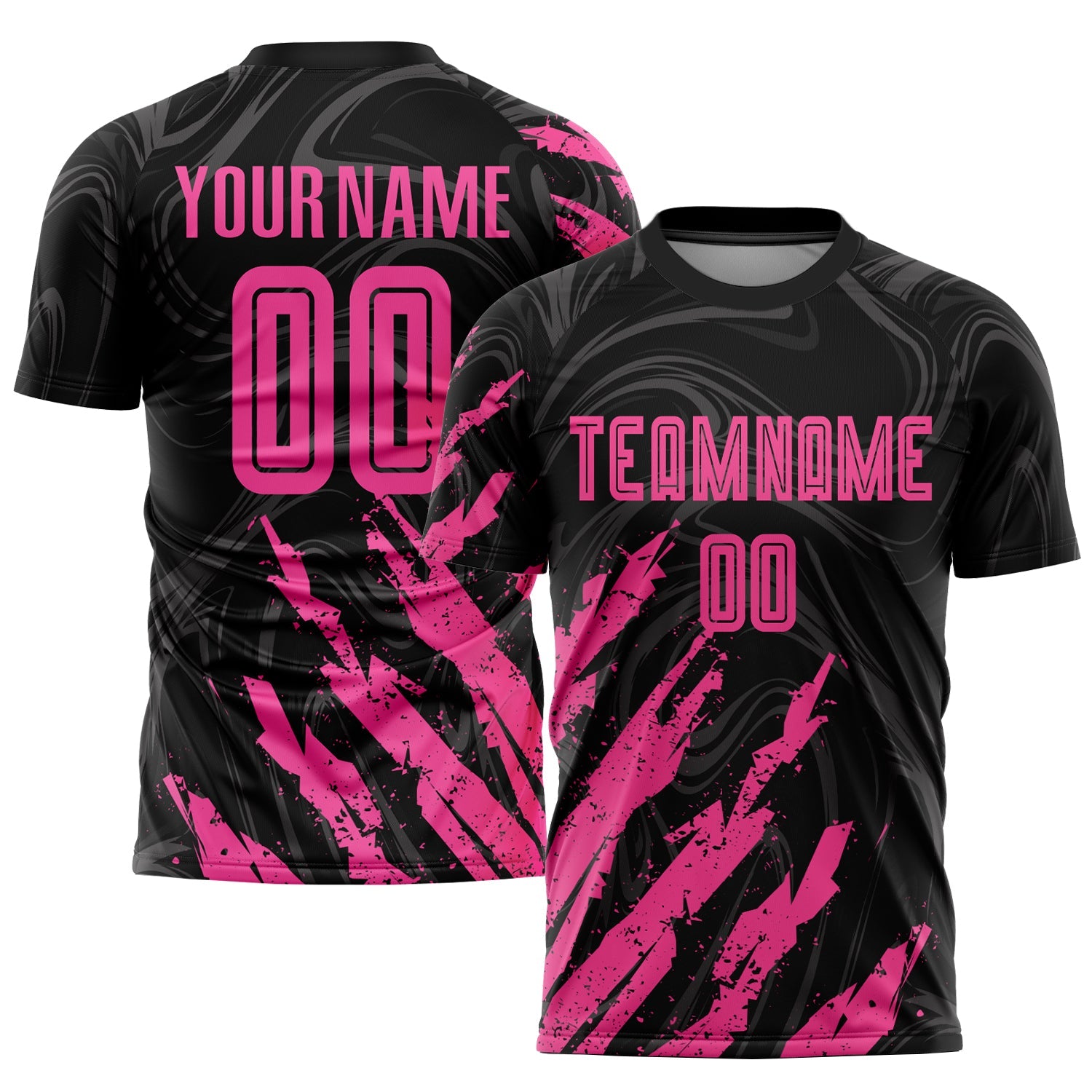 Custom Black Pink Sublimation Soccer Uniform Jersey - Main View