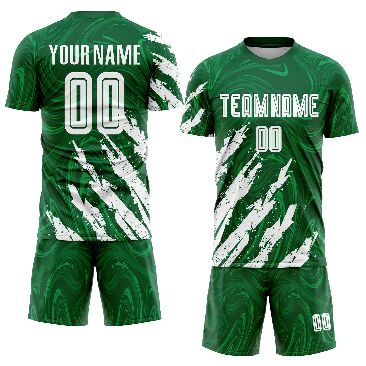 Custom Kelly Green White Sublimation Soccer Uniform Jersey view 2