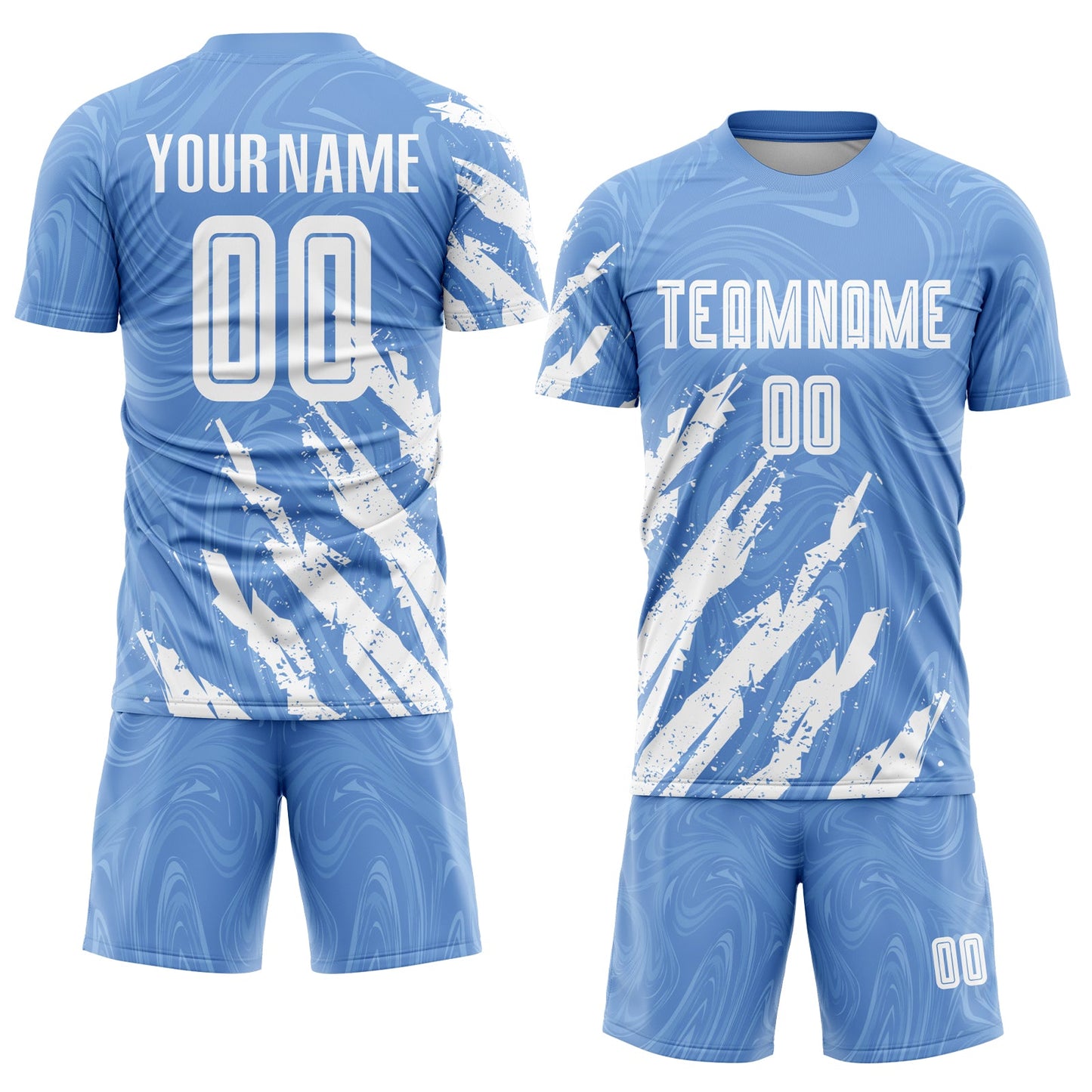 Custom Light Blue White Sublimation Soccer Uniform Jersey view 2
