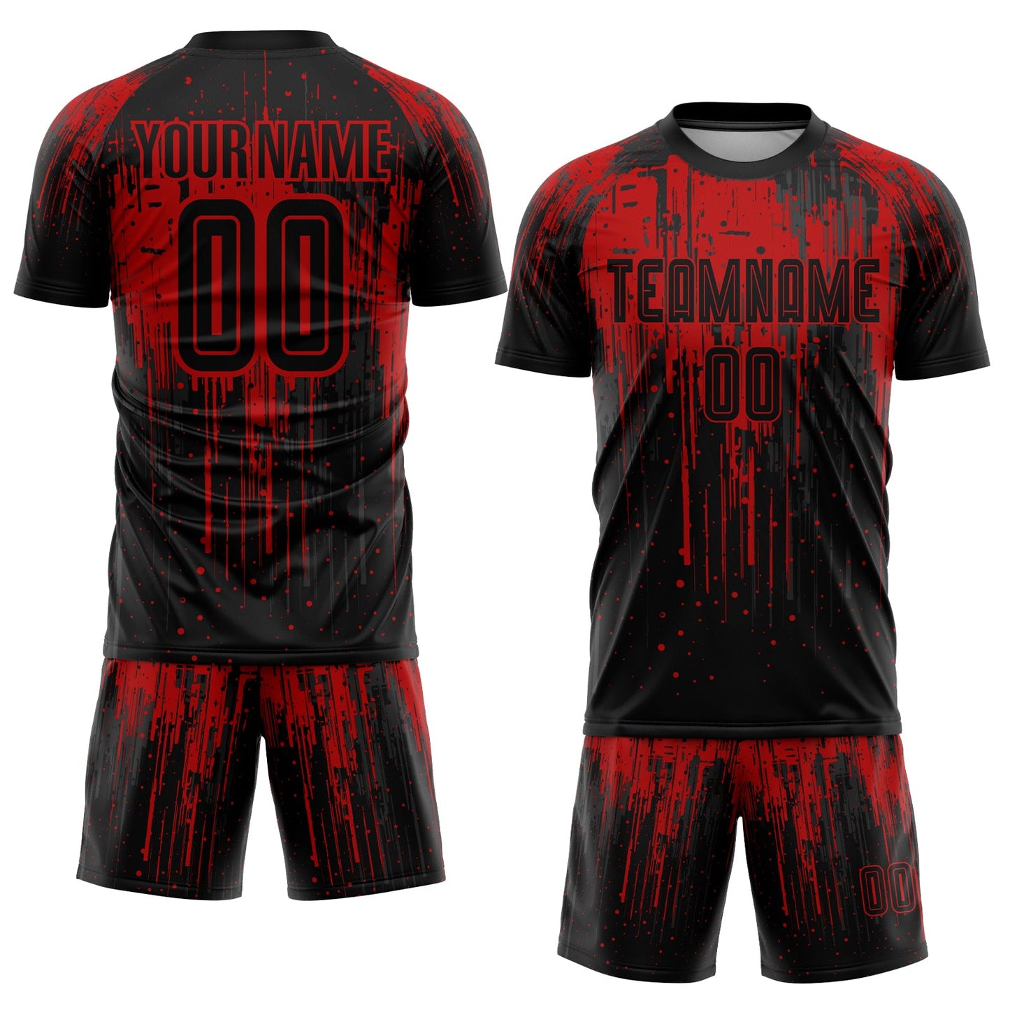 Custom Red Black Sublimation Soccer Uniform Jersey view 2