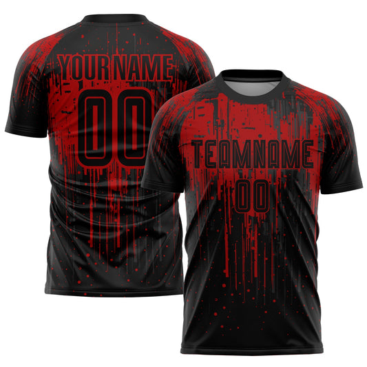 Custom Red Black Sublimation Soccer Uniform Jersey - Main View