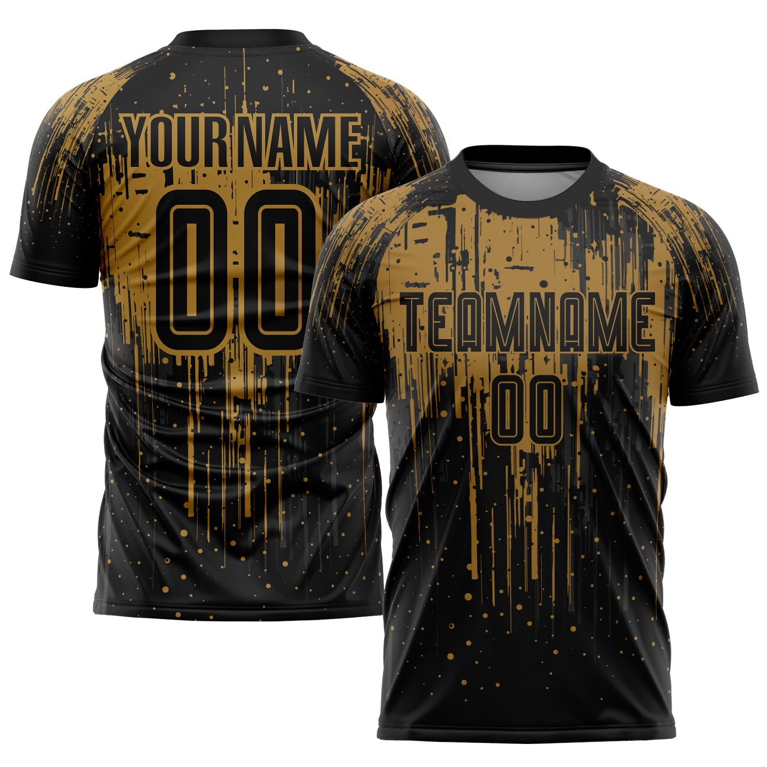 Custom Old Gold Black Sublimation Soccer Uniform Jersey - Main View