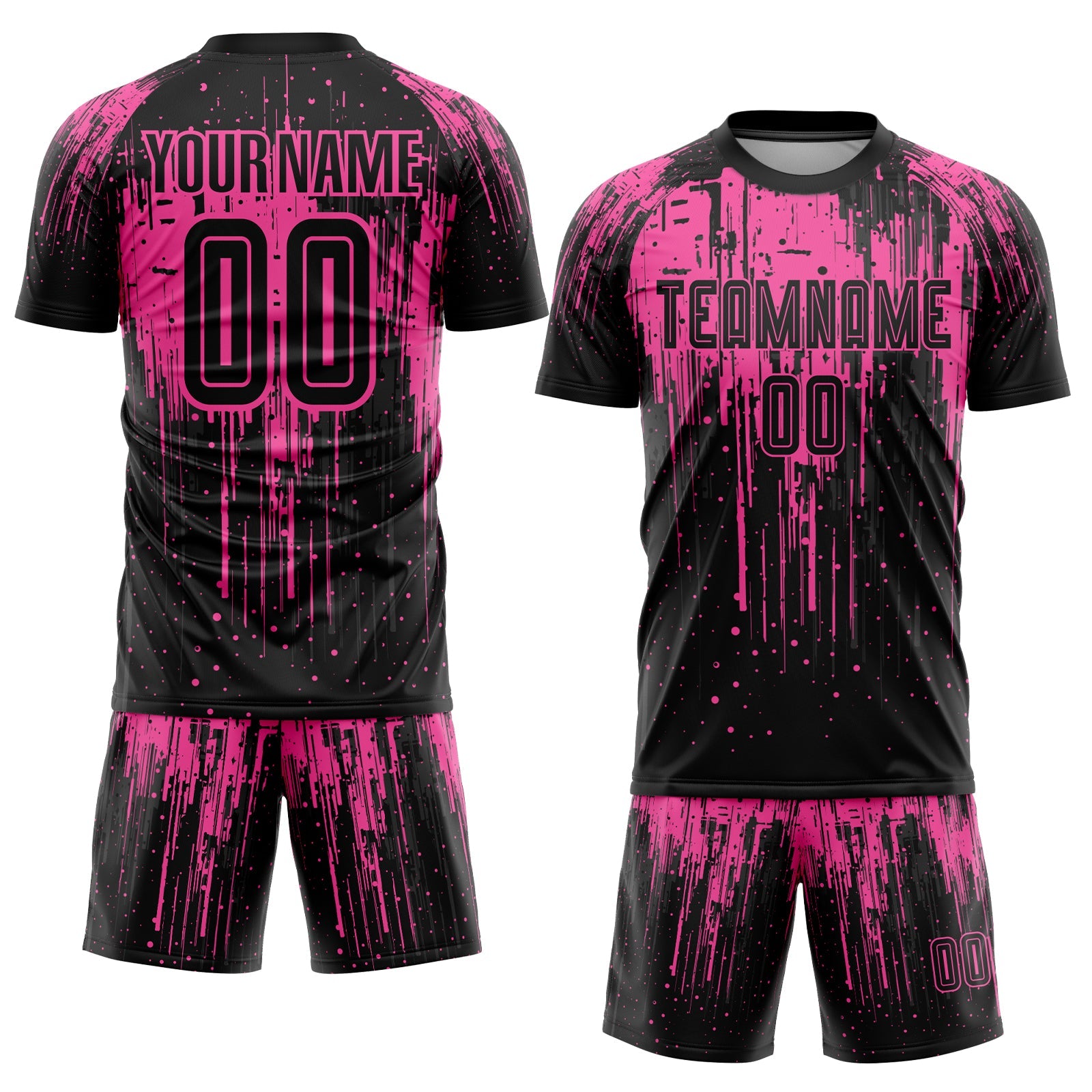 Custom Pink Black Sublimation Soccer Uniform Jersey view 2