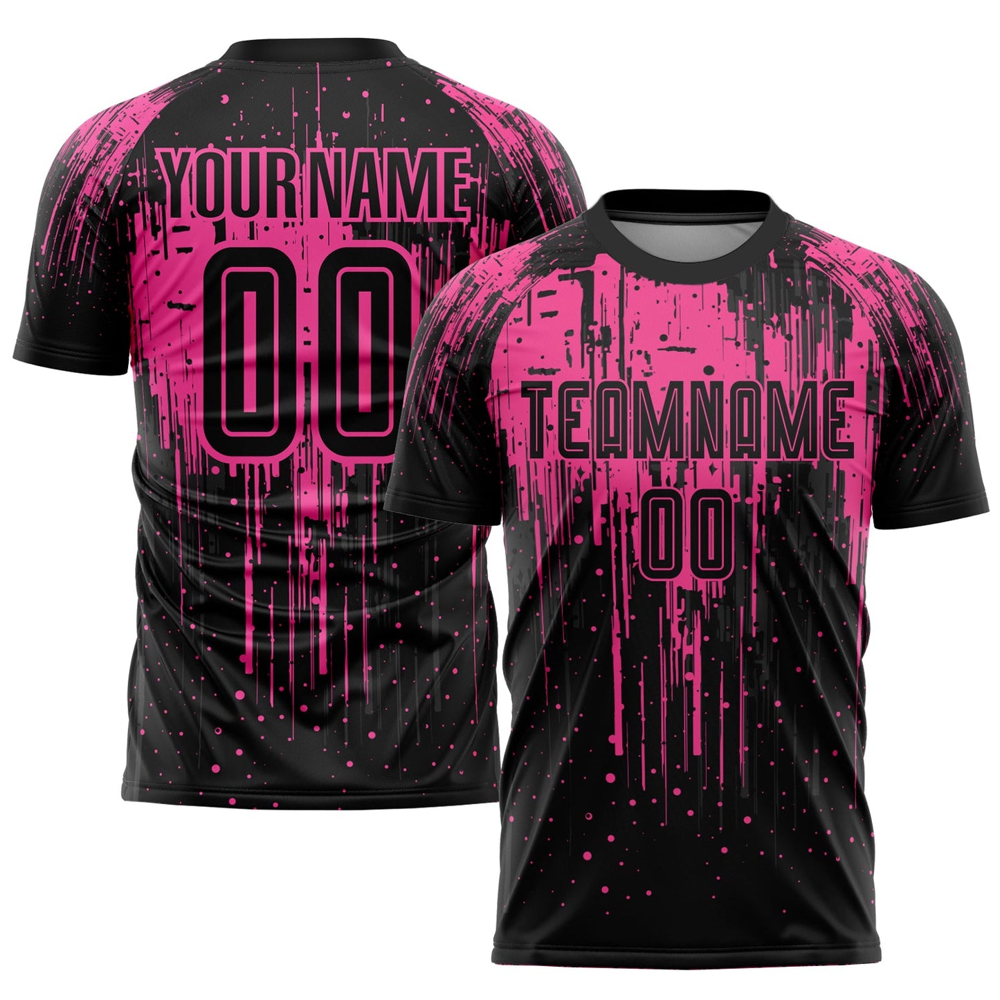 Custom Pink Black Sublimation Soccer Uniform Jersey - Main View