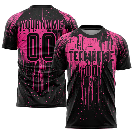 Custom Pink Black Sublimation Soccer Uniform Jersey - Main View
