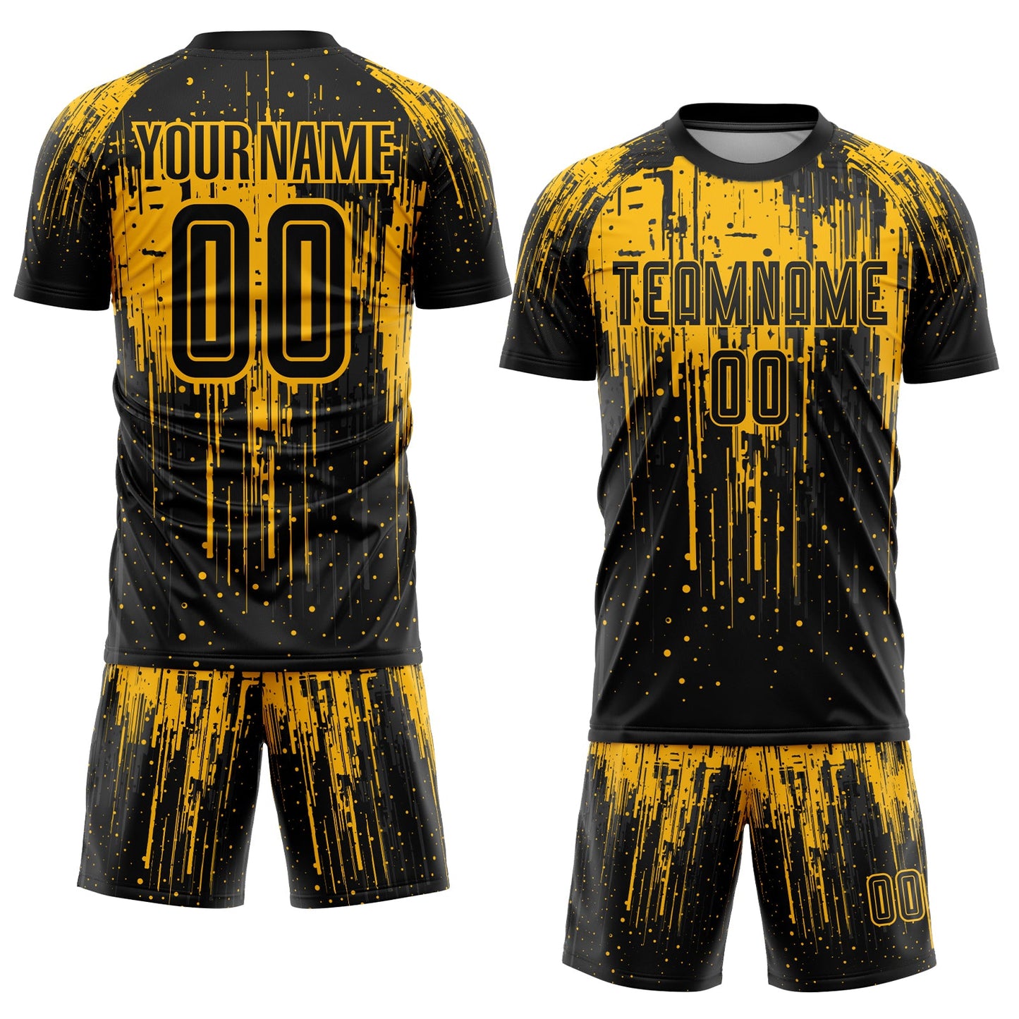 Custom Gold Black Sublimation Soccer Uniform Jersey view 2