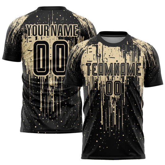 Custom City Cream Black Sublimation Soccer Uniform Jersey - Main View