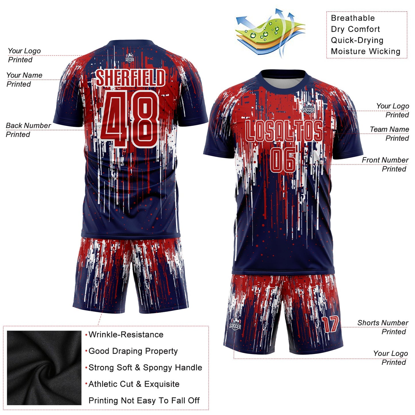 Custom Red Royal-White Sublimation Soccer Uniform Jersey view 3
