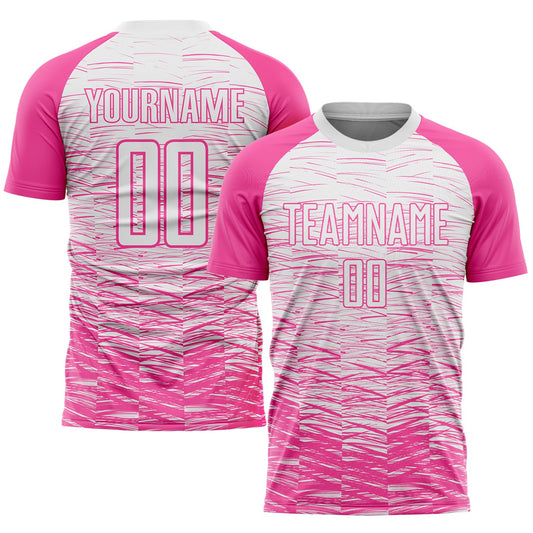 Custom Pink White Sublimation Soccer Uniform Jersey - Main View