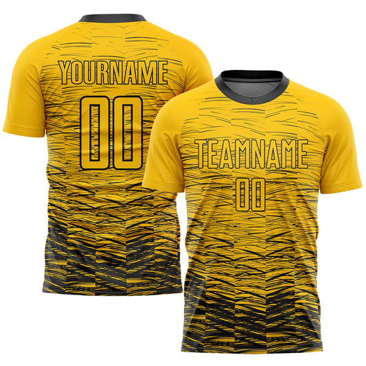 Custom Yellow Black Sublimation Soccer Uniform Jersey - Main View