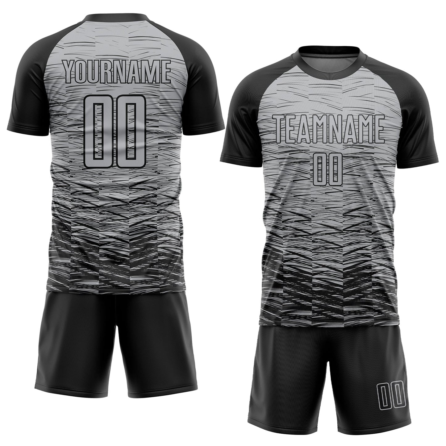 Custom Gray Black Sublimation Soccer Uniform Jersey view 2