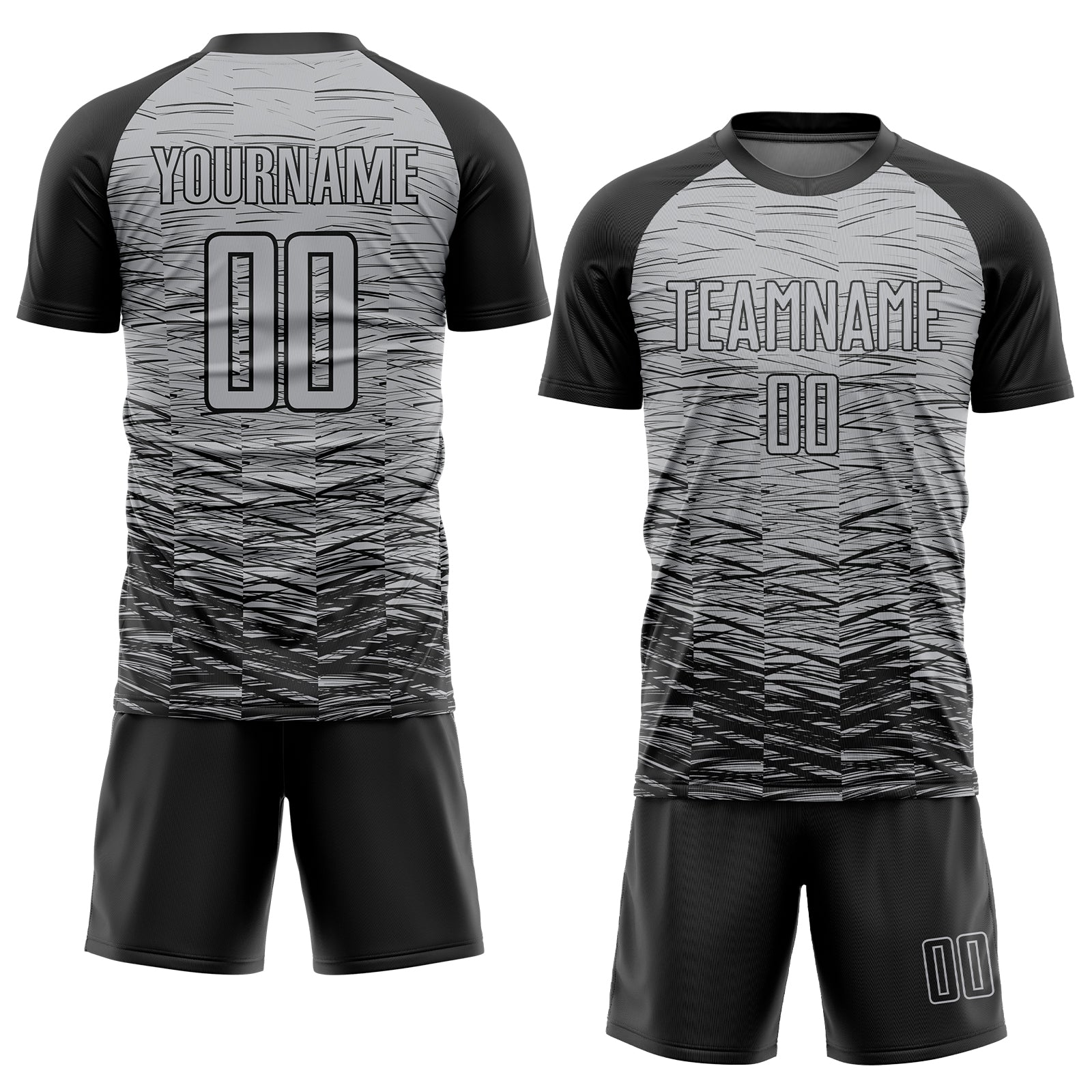 Custom Gray Black Sublimation Soccer Uniform Jersey view 2