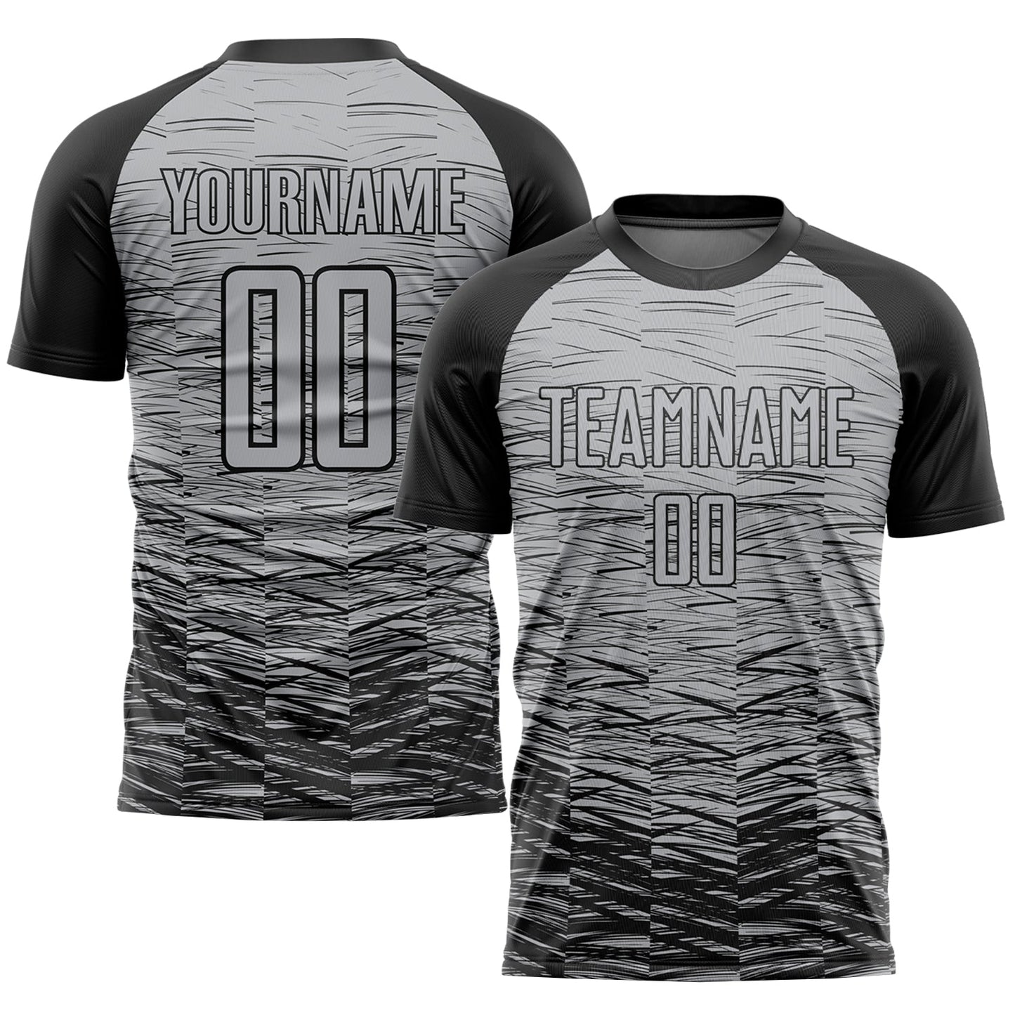 Custom Gray Black Sublimation Soccer Uniform Jersey - Main View