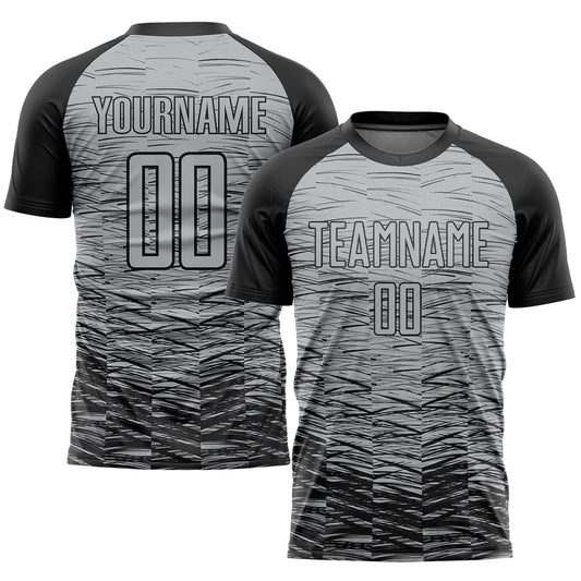 Custom Gray Black Sublimation Soccer Uniform Jersey - Main View