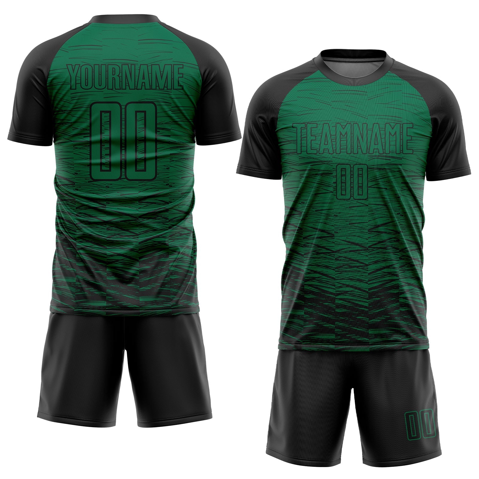 Custom Kelly Green Black Sublimation Soccer Uniform Jersey view 2