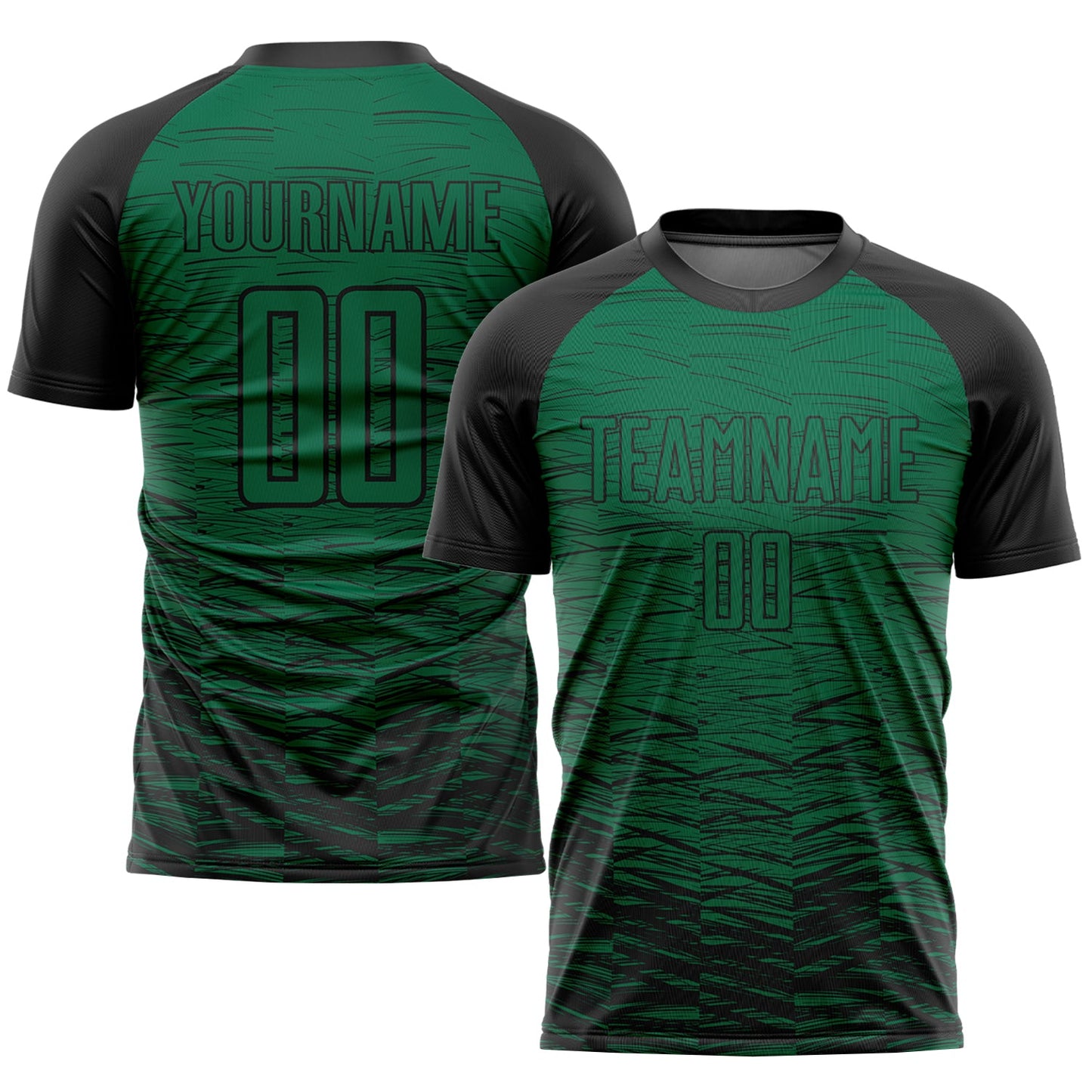 Custom Kelly Green Black Sublimation Soccer Uniform Jersey - Main View