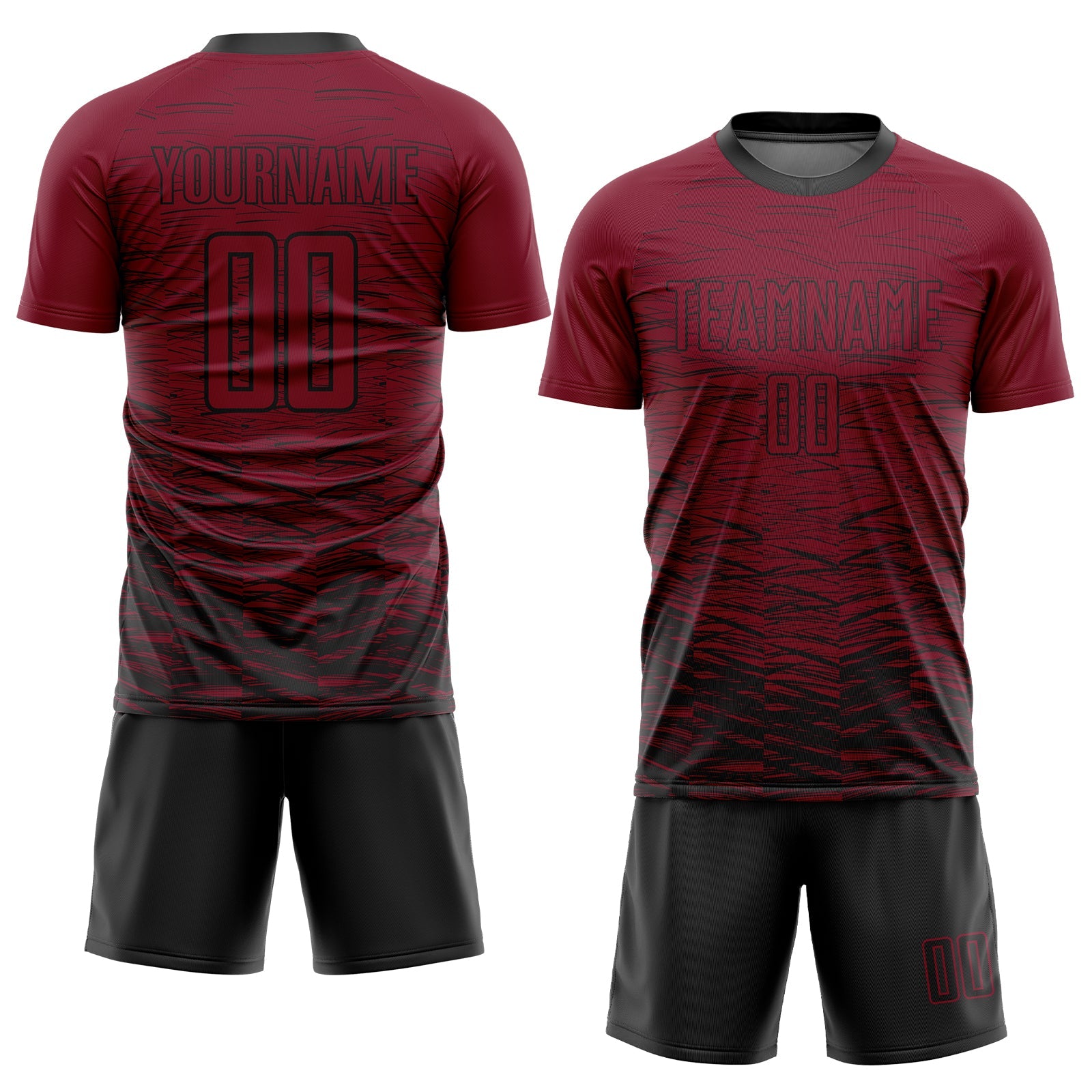 Custom Crimosn Black Sublimation Soccer Uniform Jersey view 2