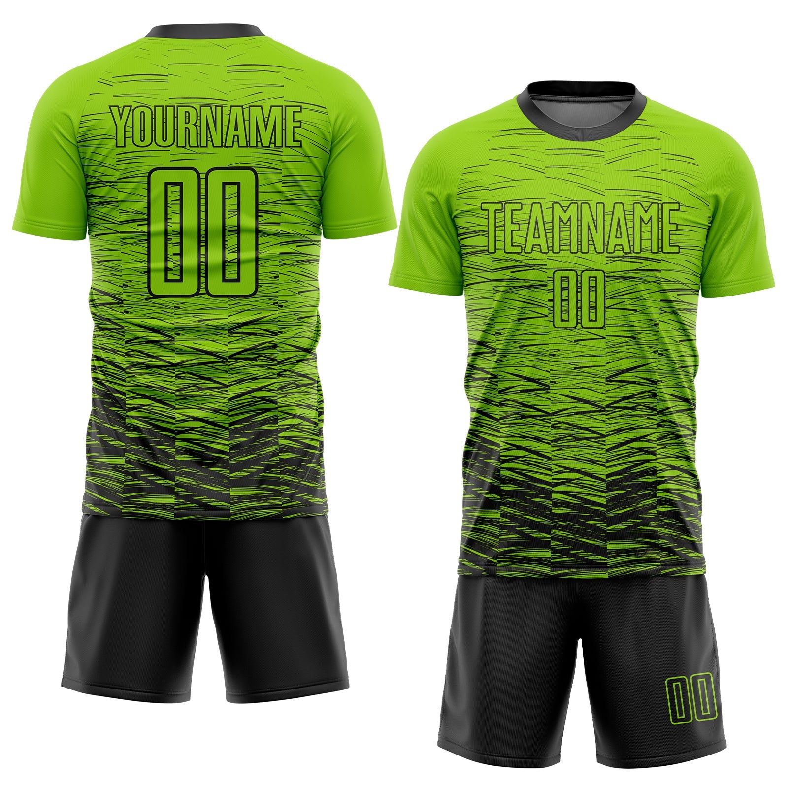 Custom Neon Green Black Sublimation Soccer Uniform Jersey view 2