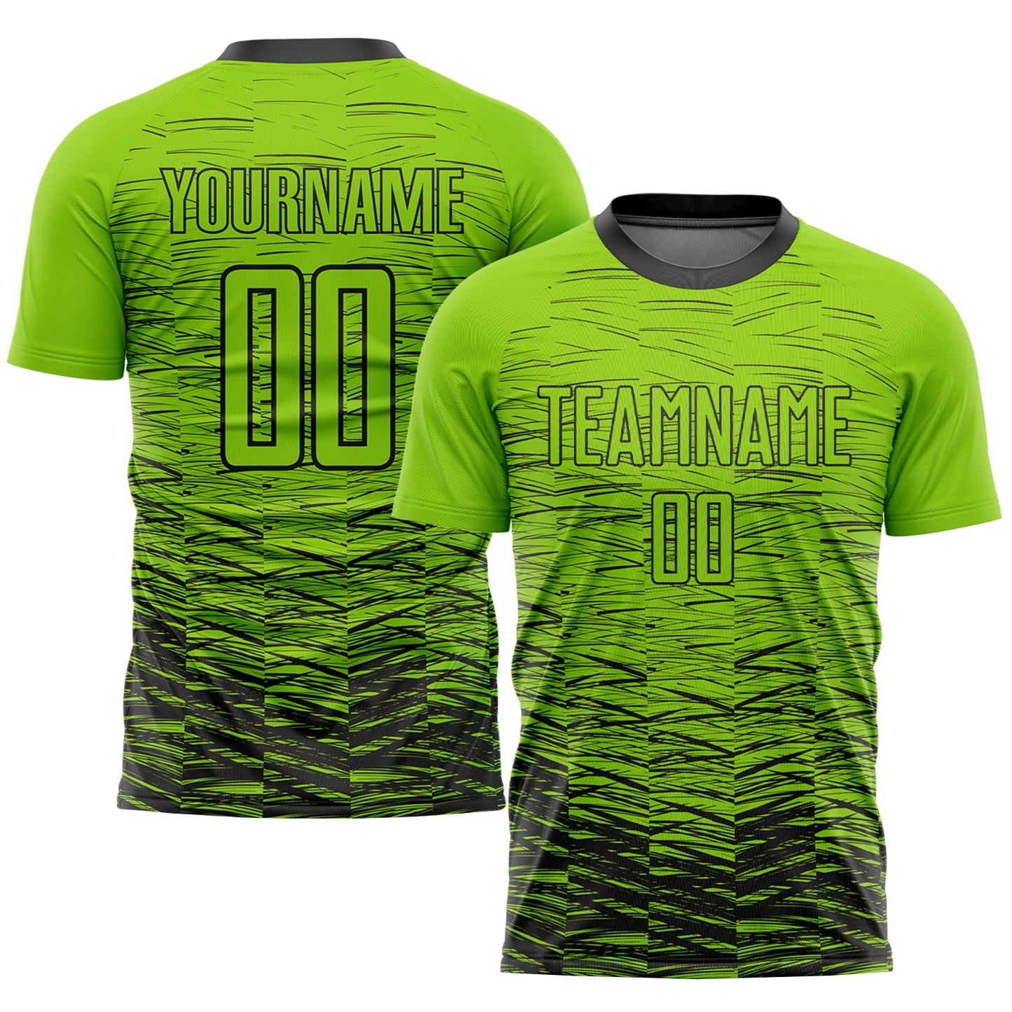 Custom Neon Green Black Sublimation Soccer Uniform Jersey - Main View